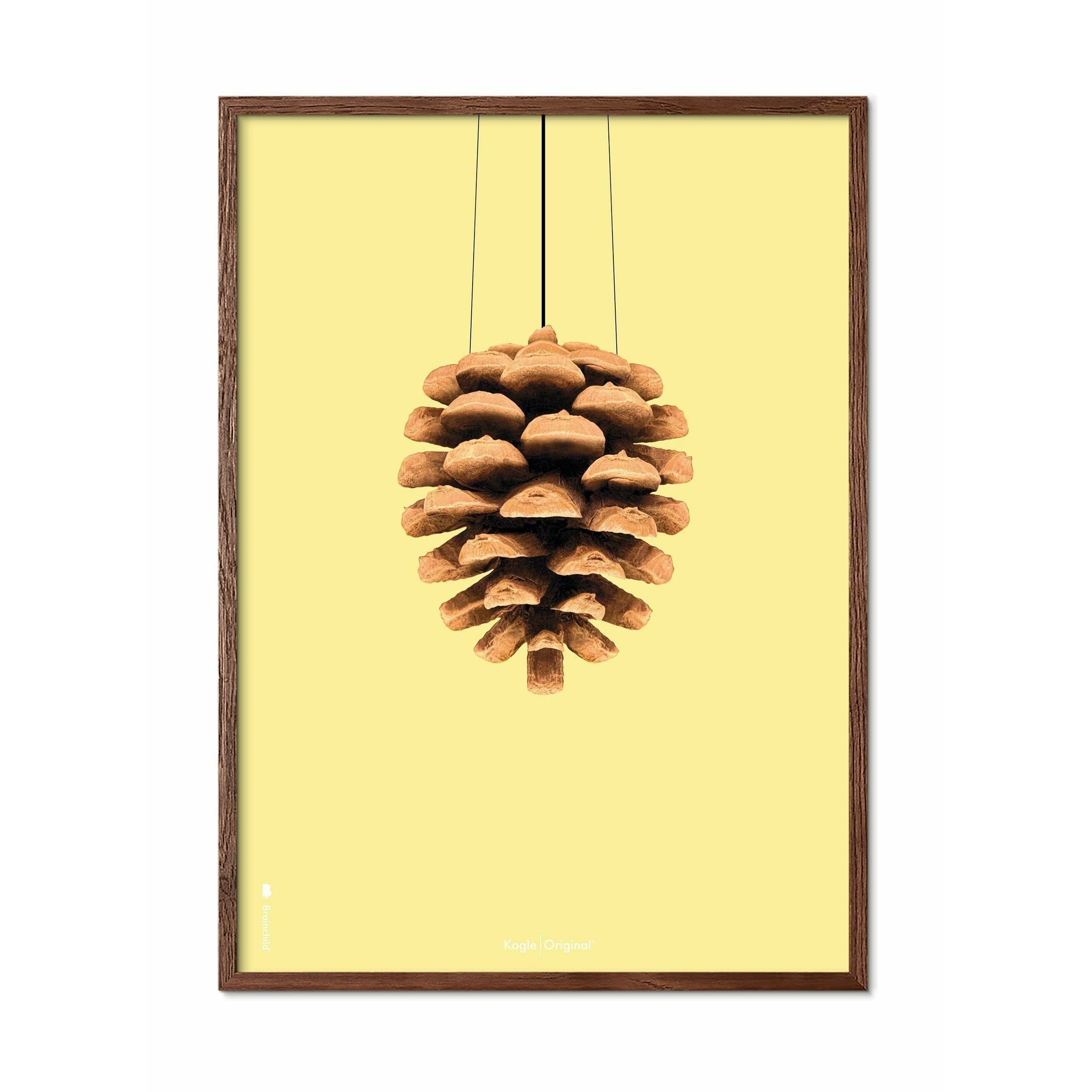 创生的松树锥经典海报，深木框架50x70厘米，黄色背景