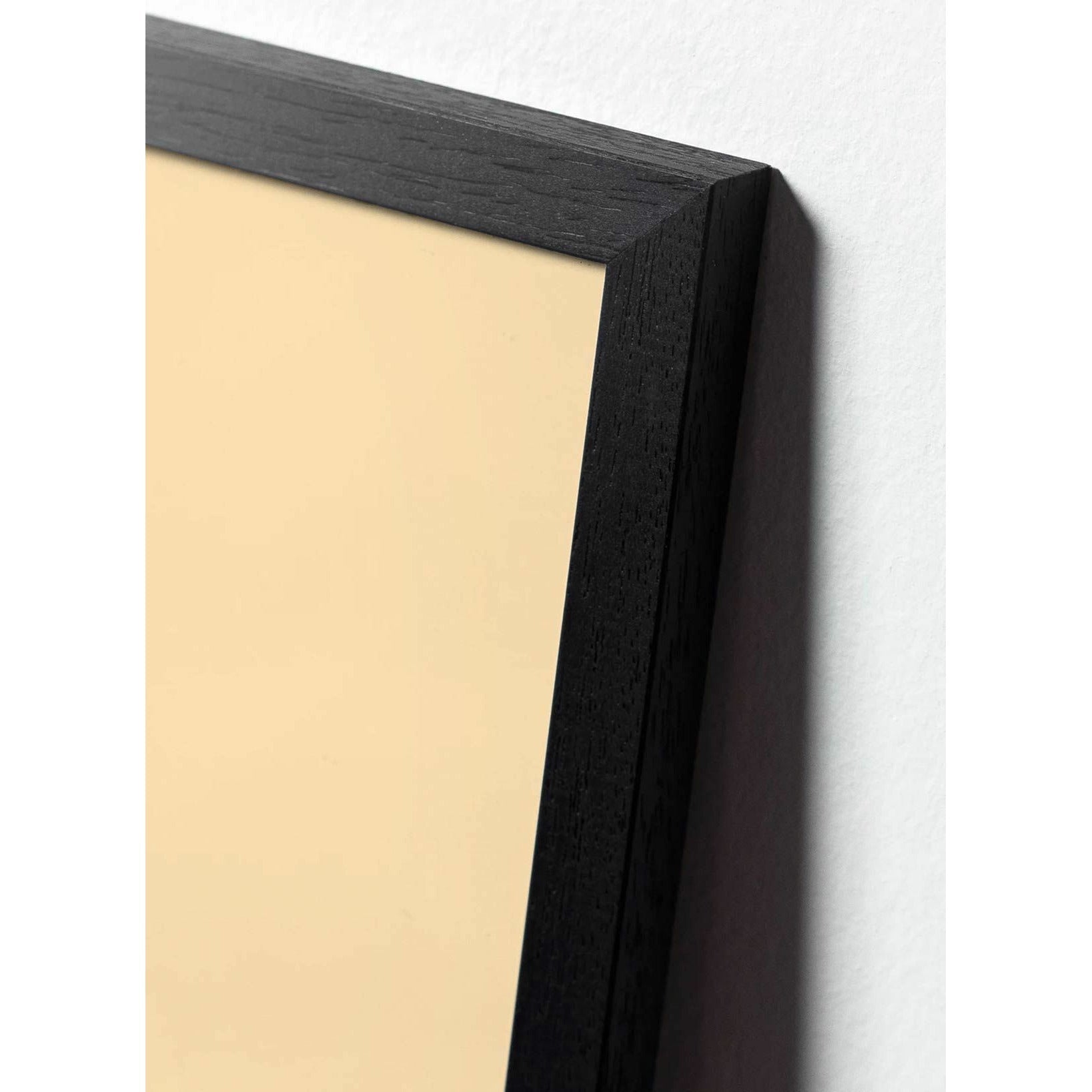 Póster clásico de cono de pino de creación, marco en madera lacada negra de 30x40 cm, fondo amarillo