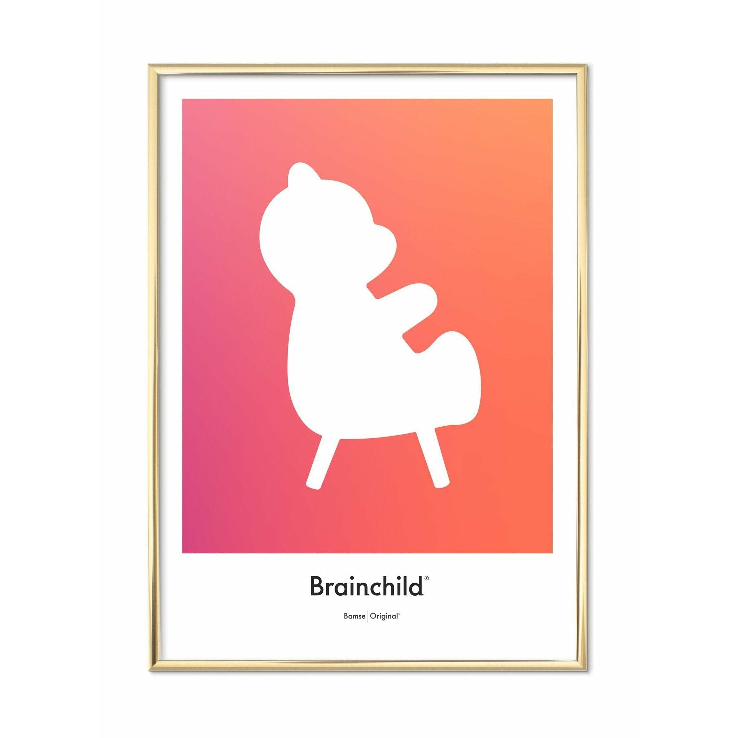 Brainchild Teddy Bear Design Icon Poster, Brass Frame 50 X70 Cm, Orange