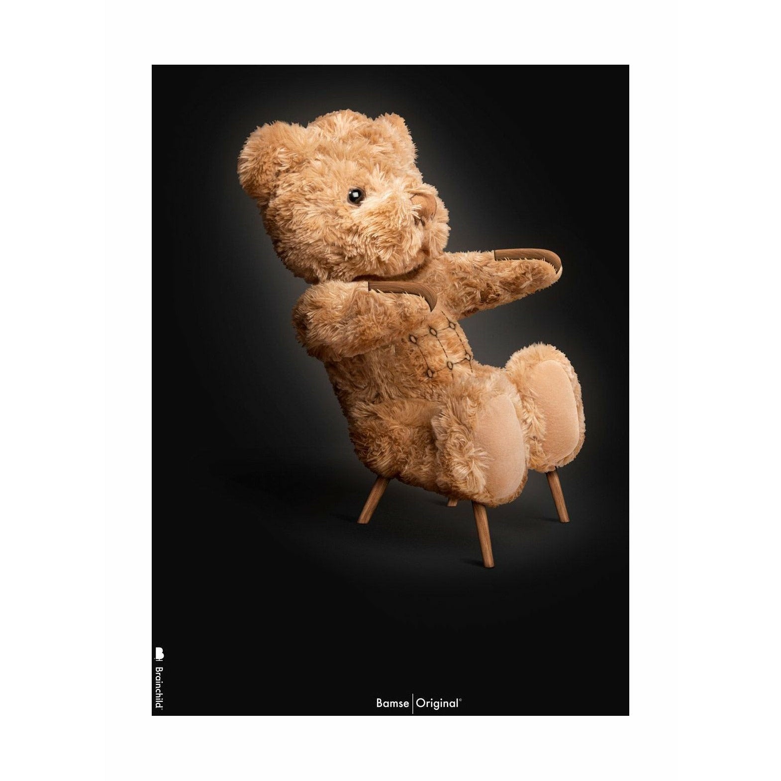 brainchild Teddybeer klassieke poster zonder frame 70 x100 cm, zwarte achtergrond