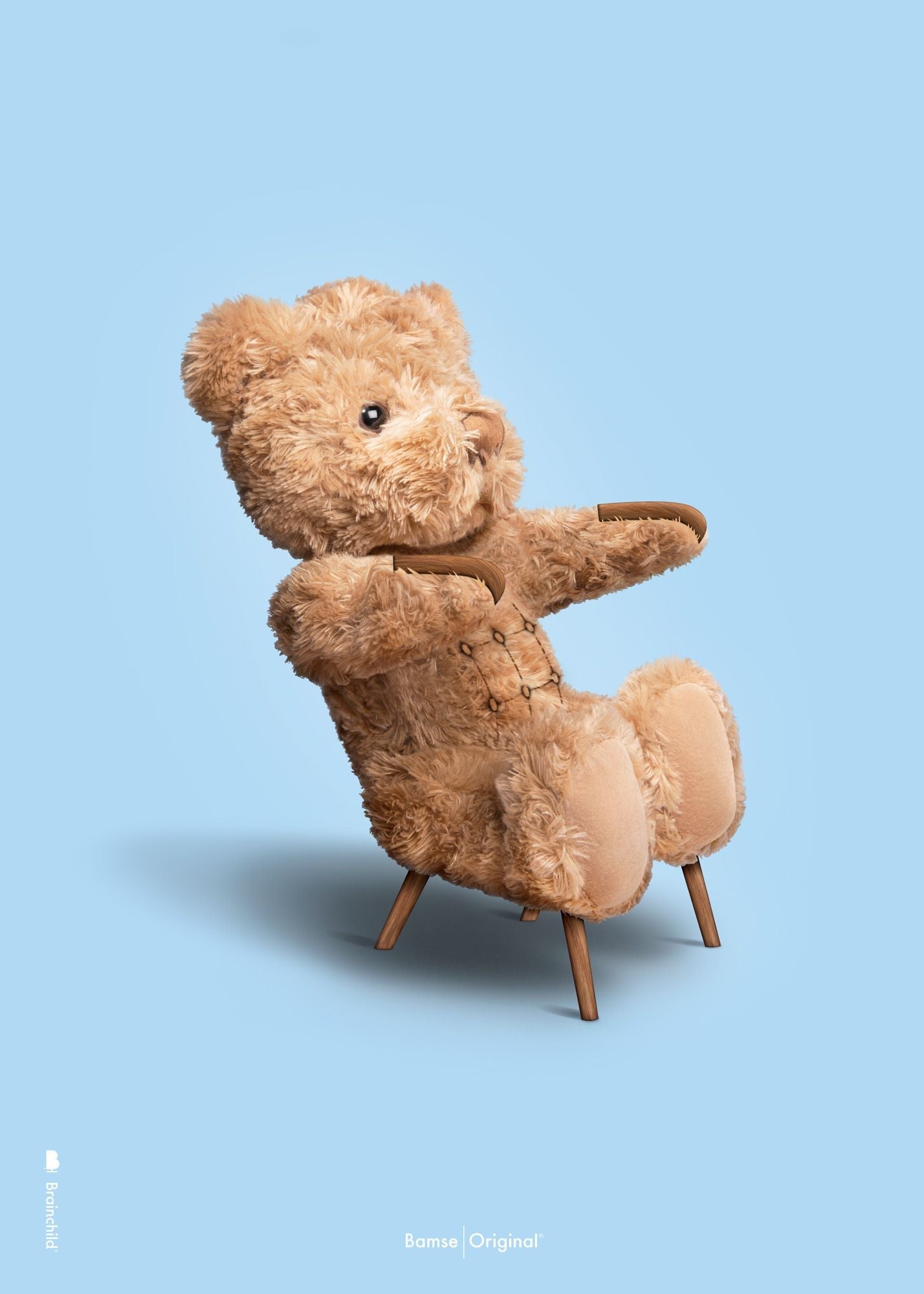 Brainchild Teddy Bear Classic Plakat uden ramme A5, lyseblå baggrund