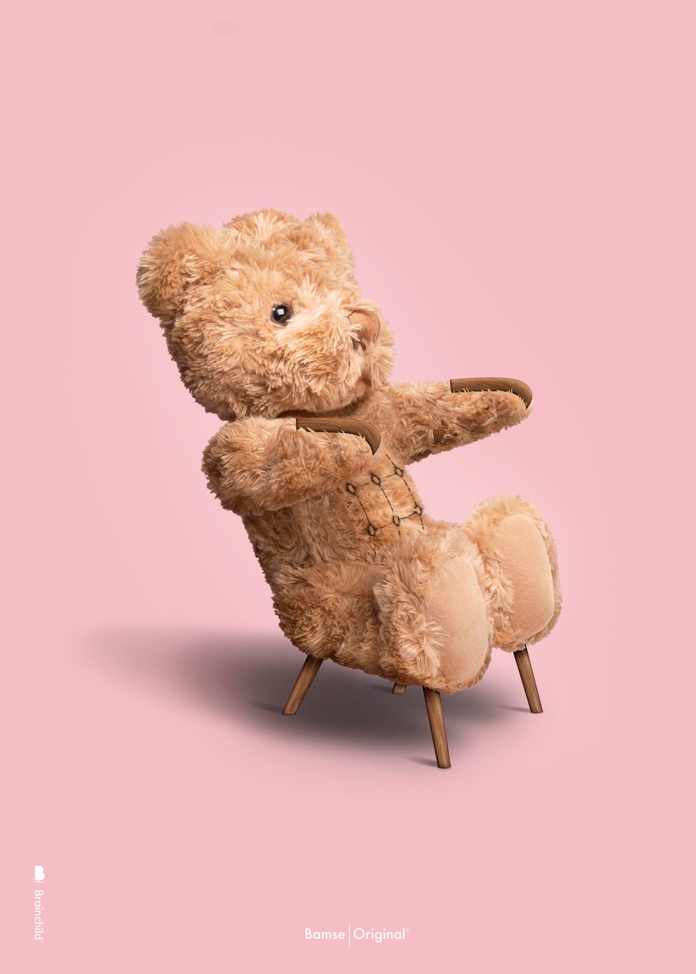 Brainchild Teddy Bear Classic Plakat uden ramme A5, lyserød baggrund
