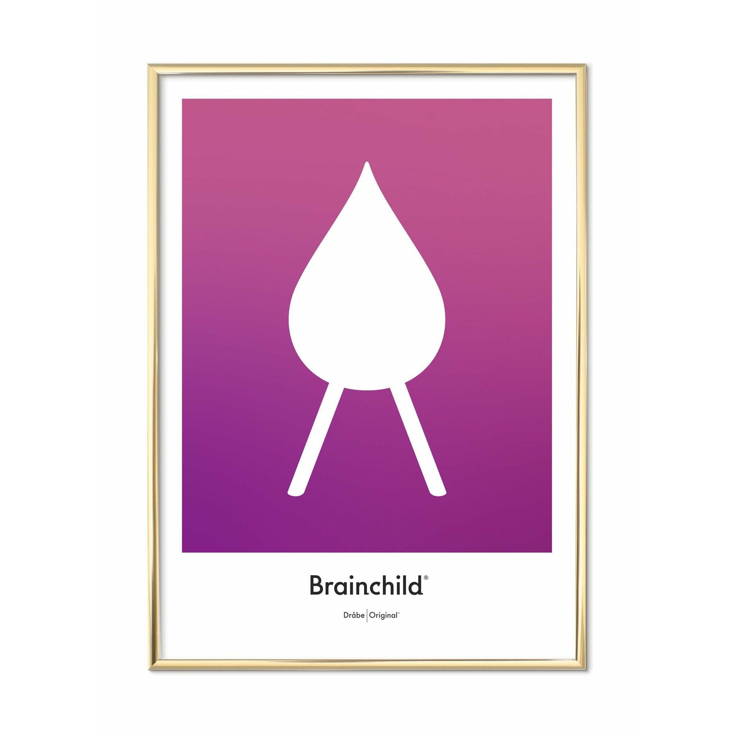 Brainchild Drop -ontwerppictogram poster, messing gekleurd frame 30 x40 cm, paars