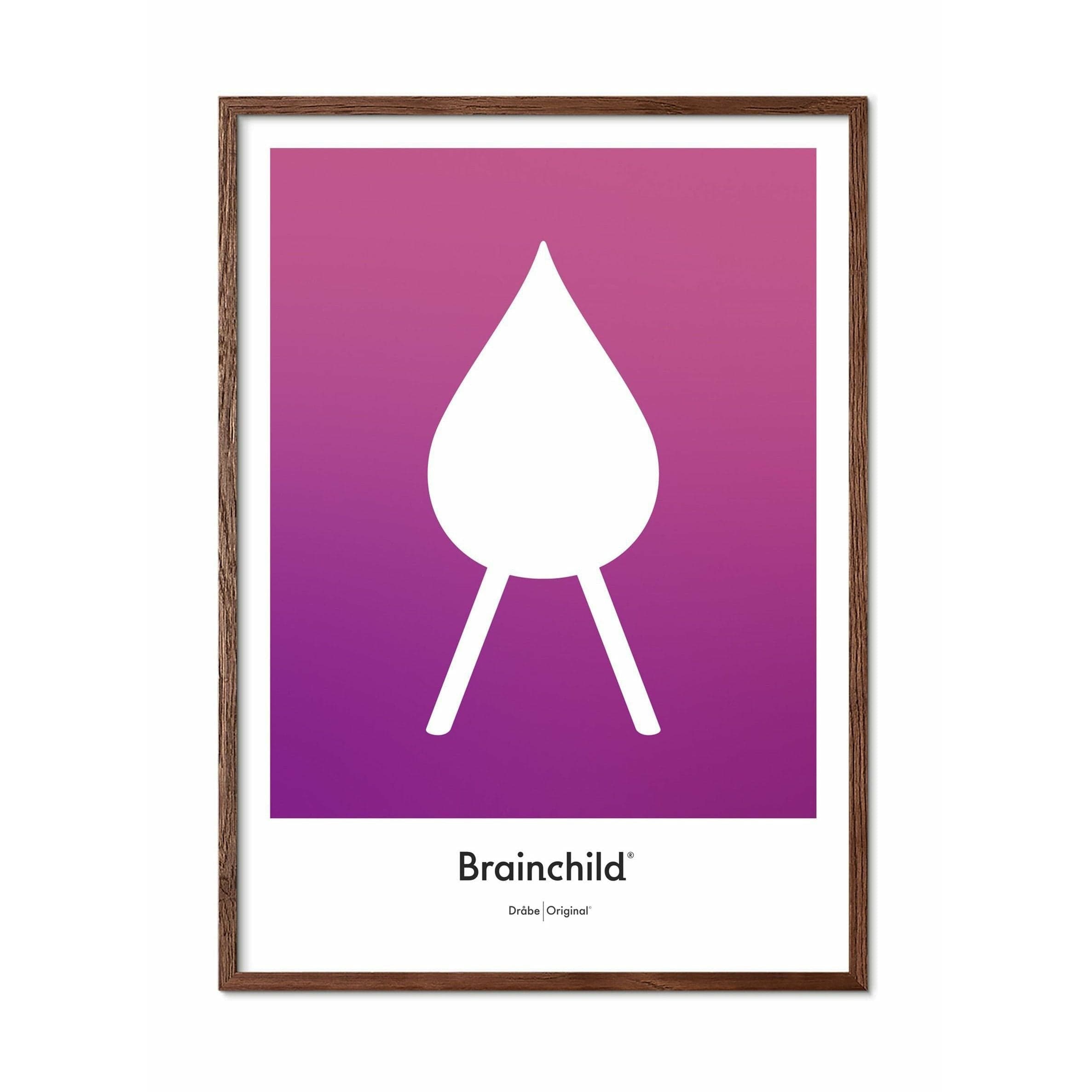 Brainchild Drop designikonplakat, mørk træramme 70 x100 cm, lilla