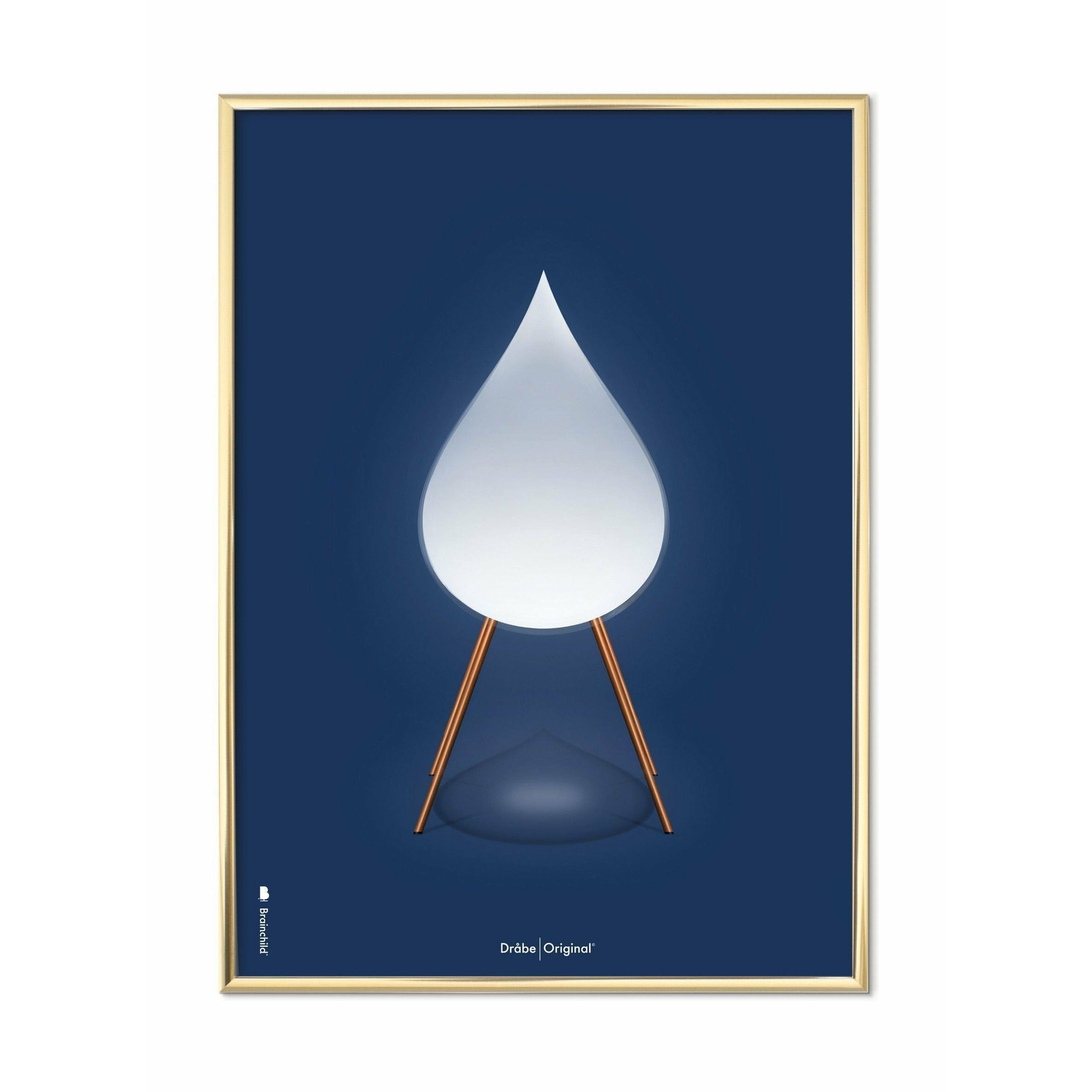 Poster classico Drop Drop, cornice di colore in ottone 70 x100 cm, sfondo blu scuro
