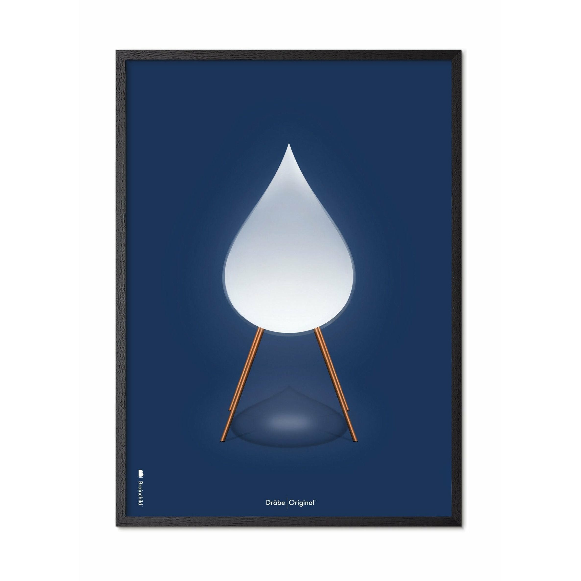 Brainchild Drops Classic Poster, Frame In Black Lacquered Wood 30x40 Cm, Dark Blue Background