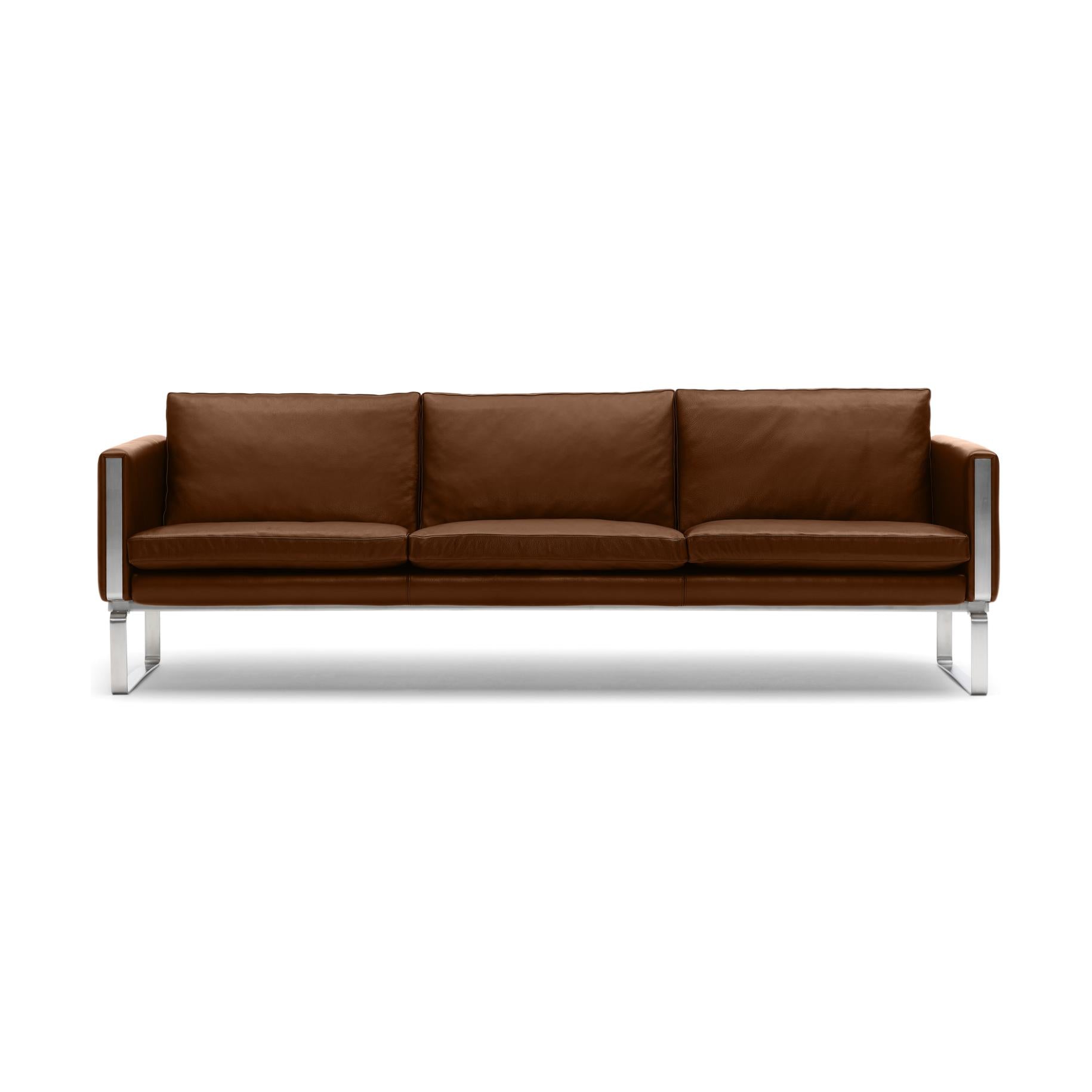 Carl Hansen CH103 sofa, stål/brunt skinn