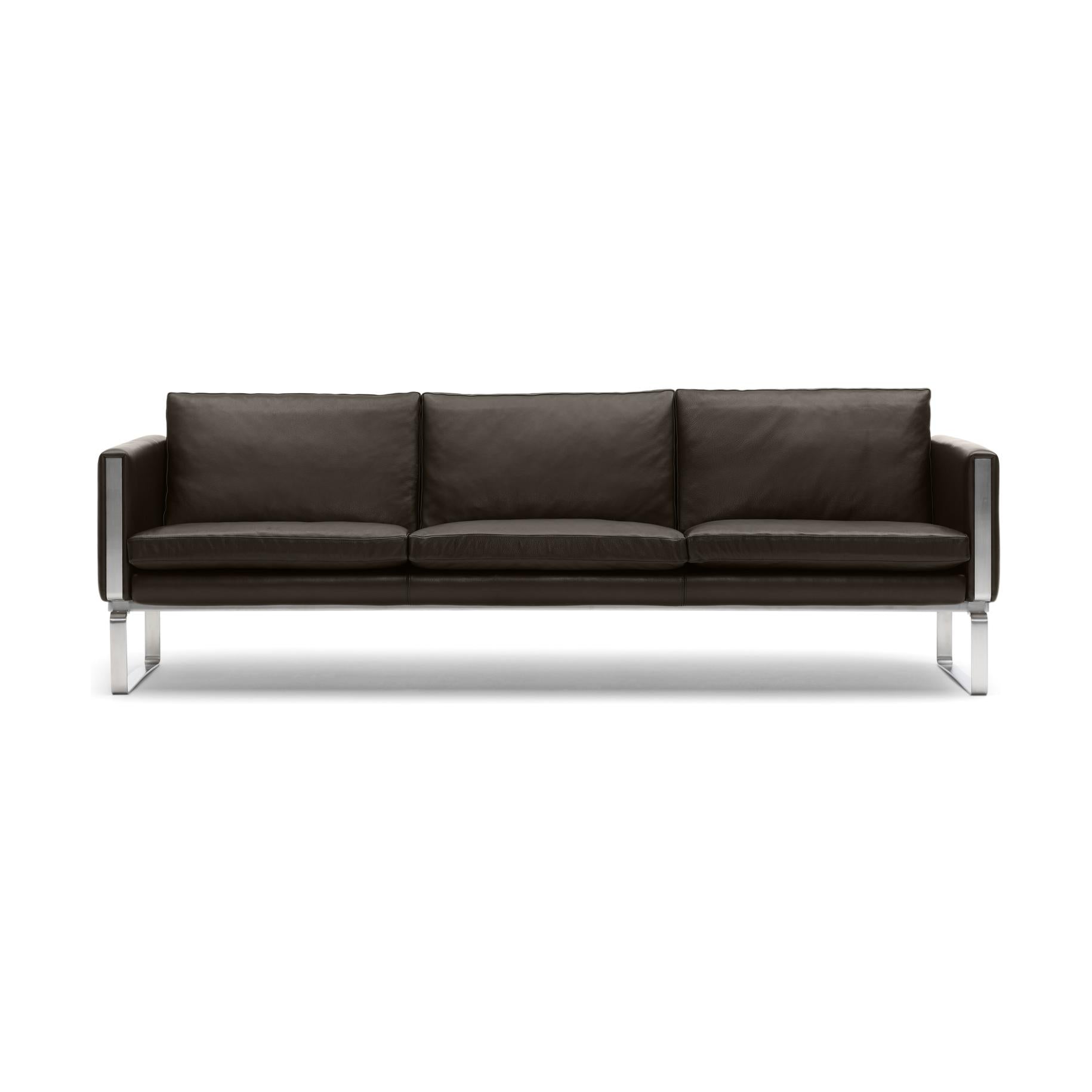 Carl Hansen CH103 sofa, stål/mørkebrunt skinn