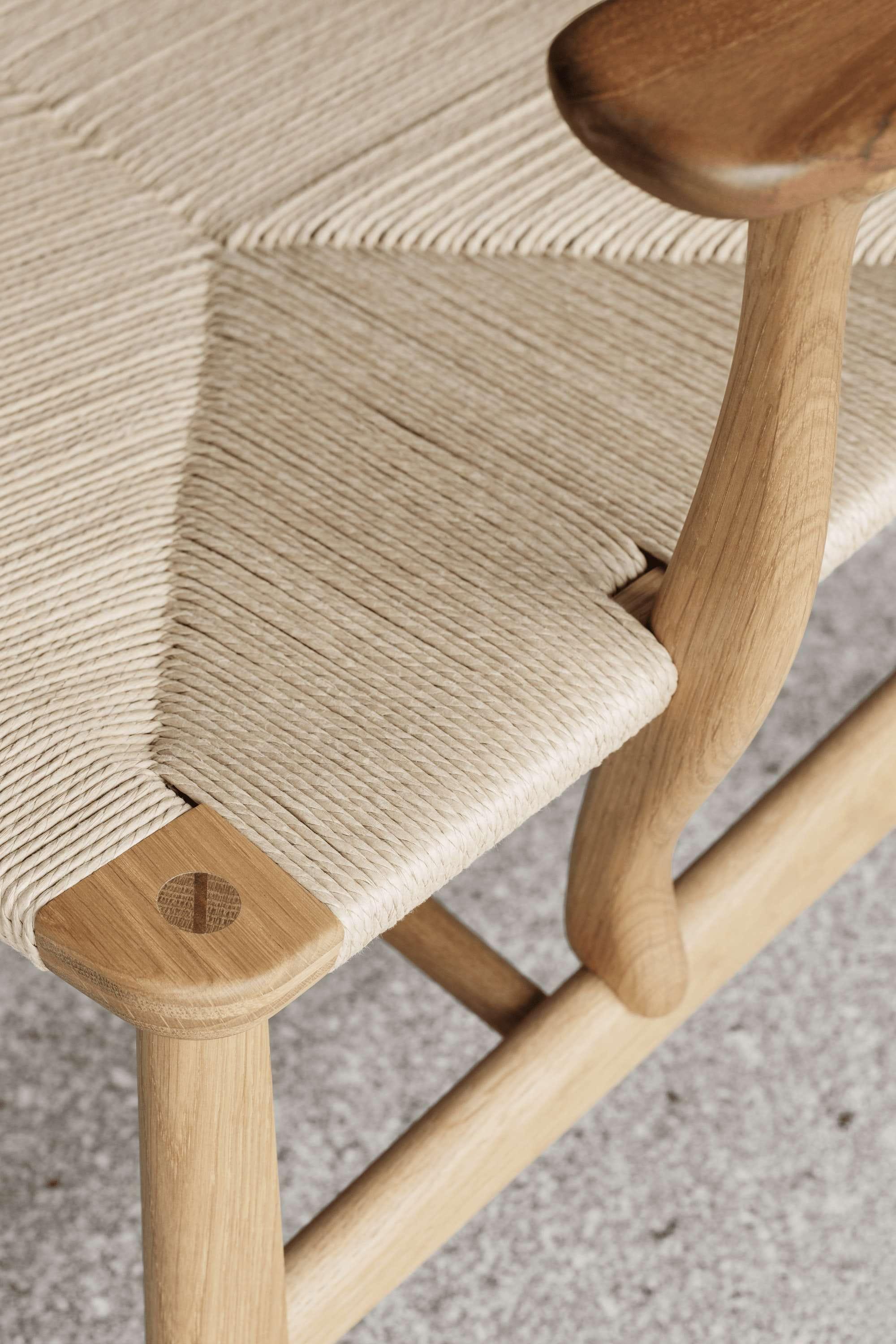 Carl Hansen Ch22 Lounge Chair Teak/Oak Oiled, Natural Cord