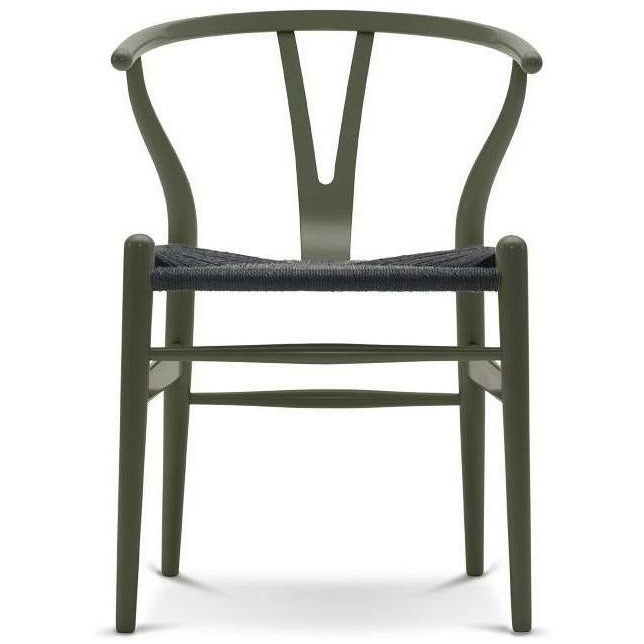 Carl Hansen Cable de papel negro silla de silla CH24 Y, haya/oliva verde