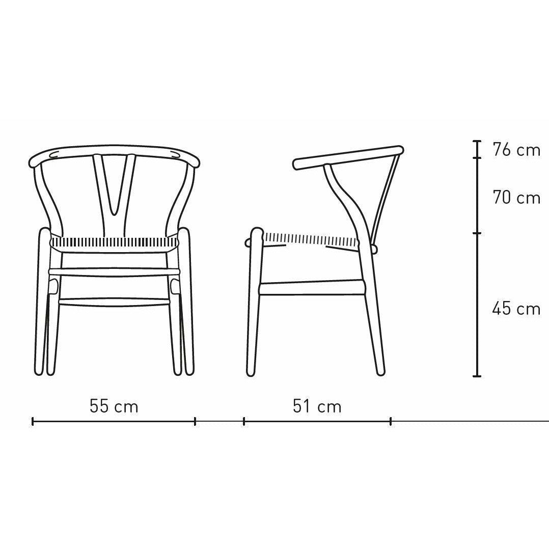 Carl Hansen CH24 Wishbone Chair Black Paper Cord, lakkert eik