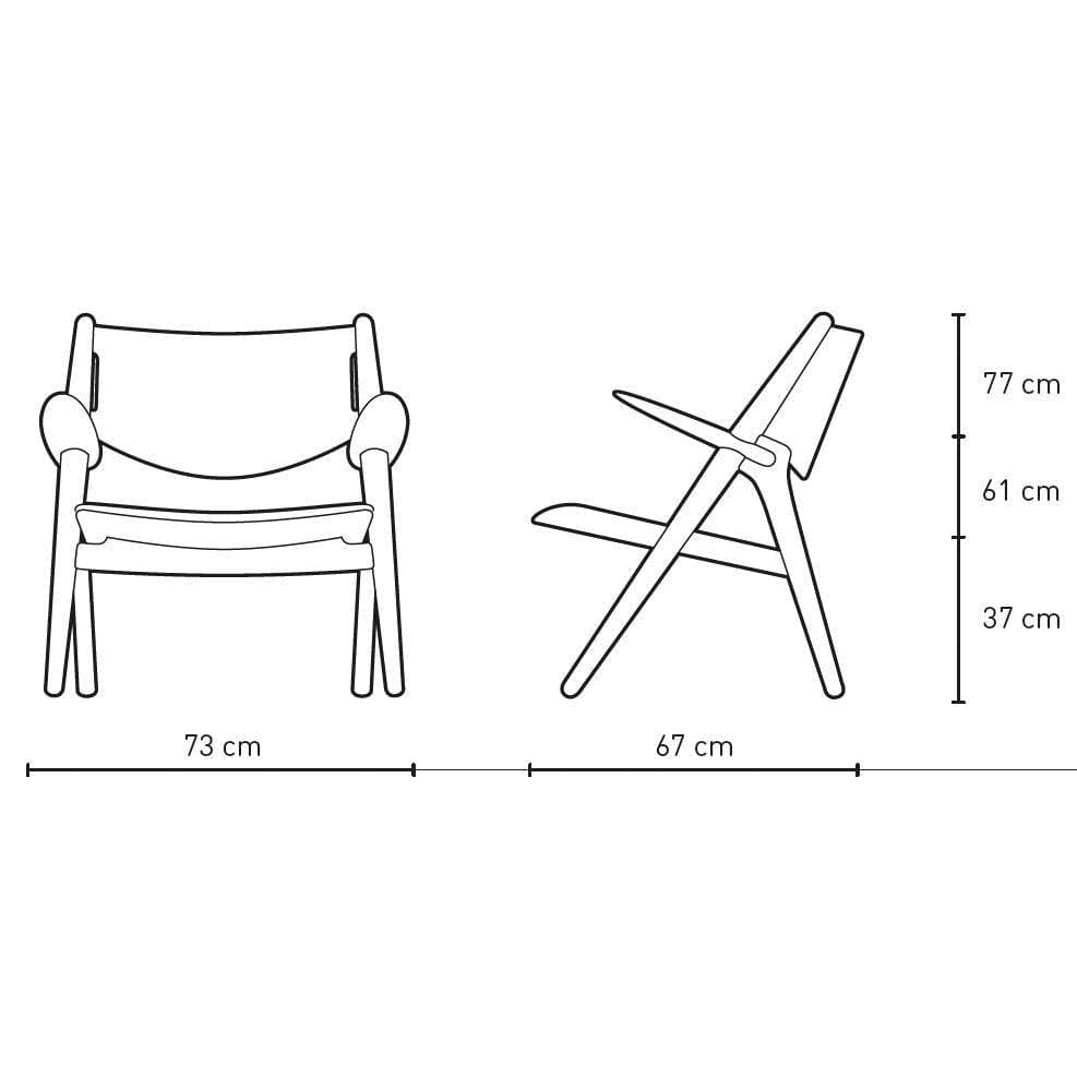 Carl Hansen CH28 P fauteuil, geolied eiken/zwart leer