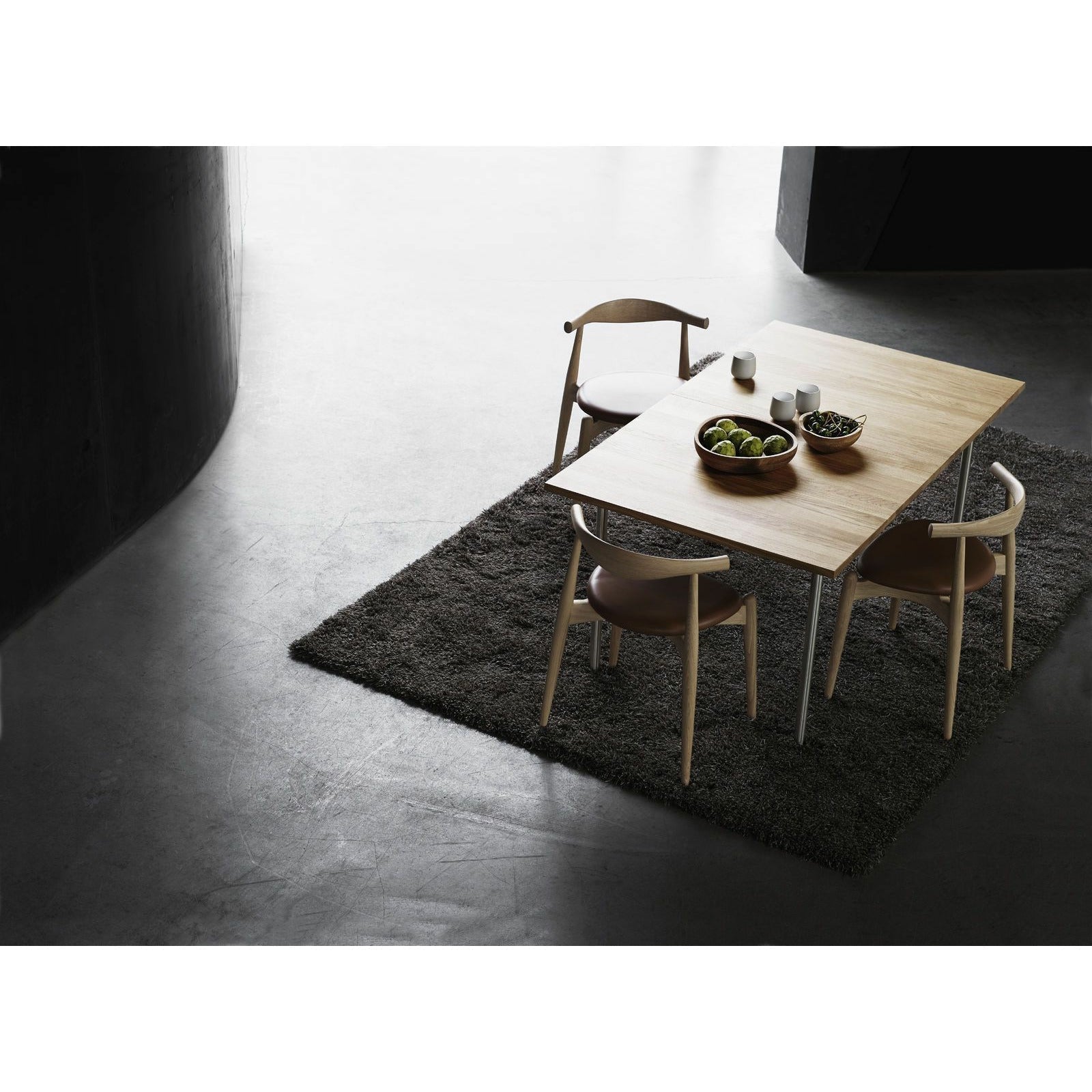 Carl Hansen Ch322 Dining Table Incl. 2 Additional Plates, Steel/Oiled Oak