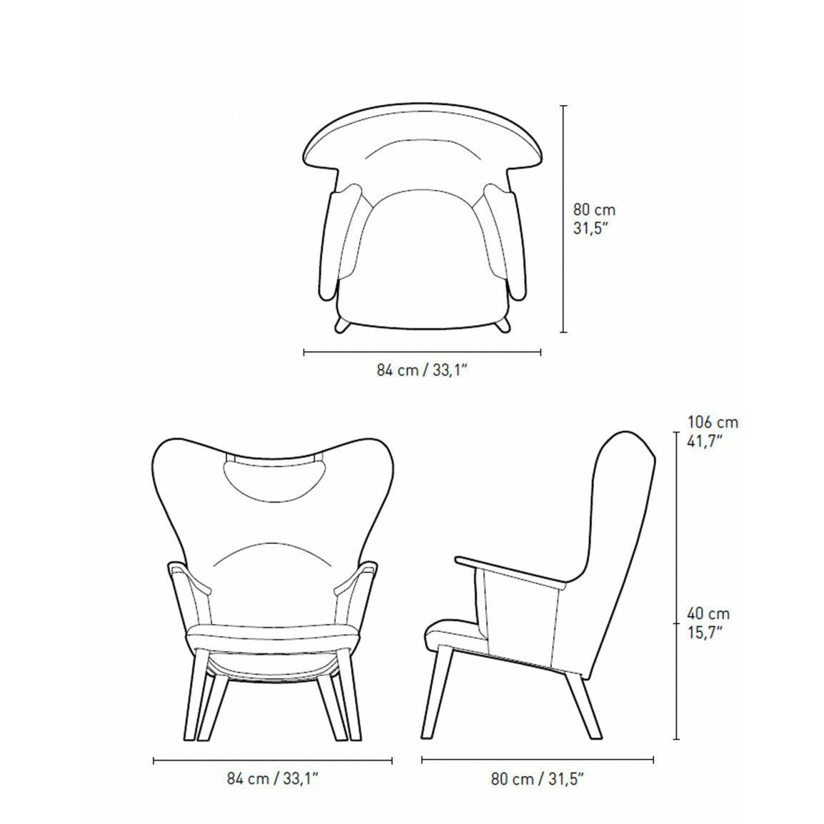 Carl Hansen Ch78 Mama Bear Lounge Chair, Eiche geölt/Braun Fiord 0271