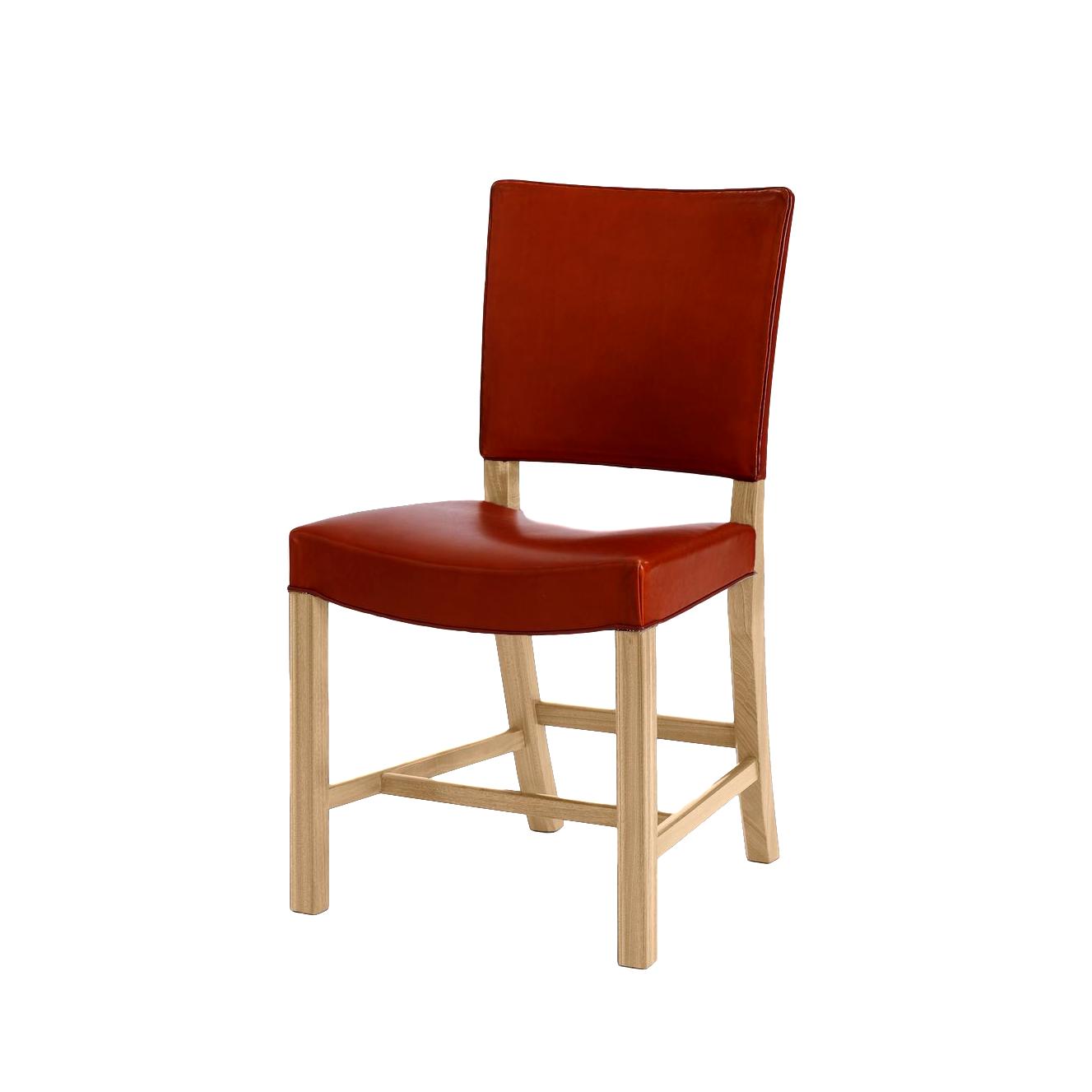 Carl Hansen KK39490 liten rød stol, eik såp/svart skinn