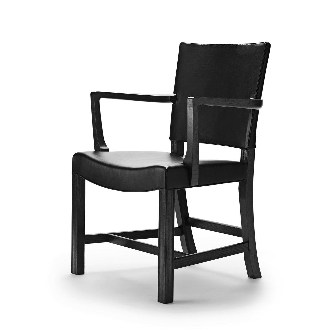 Carl Hansen KK37581 Grote rode fauteuil, zwart eiken/zwart leer