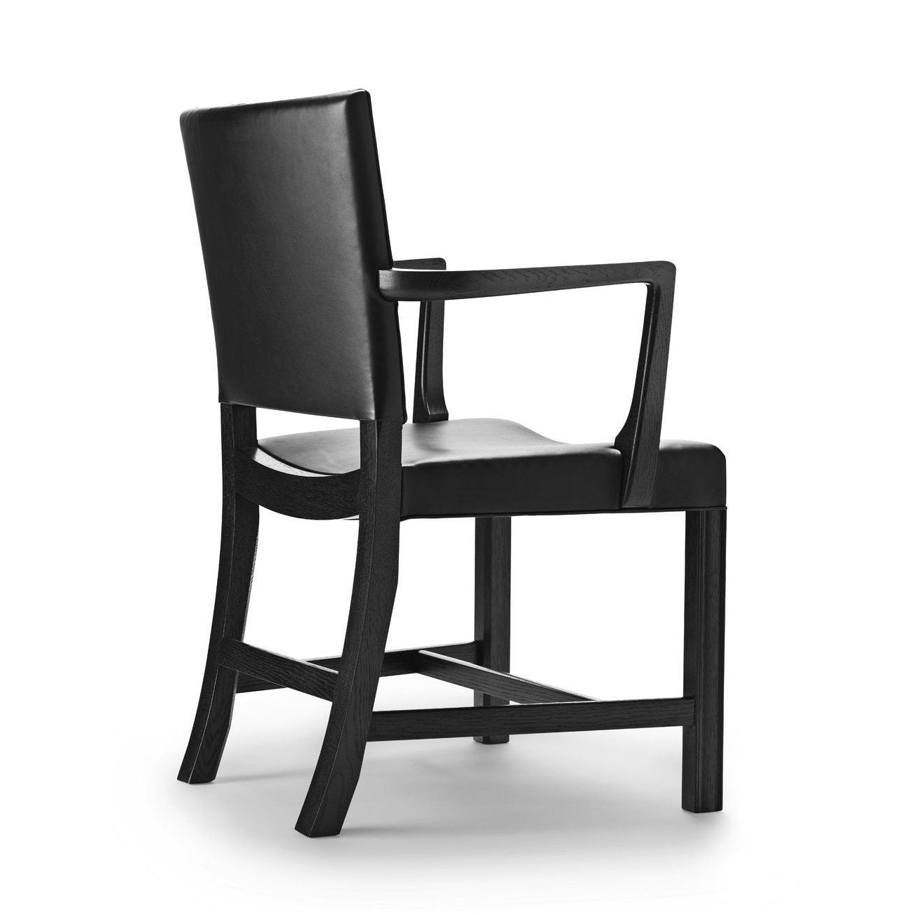 Carl Hansen KK37581 grand fauteuil rouge, chêne noir / cuir noir