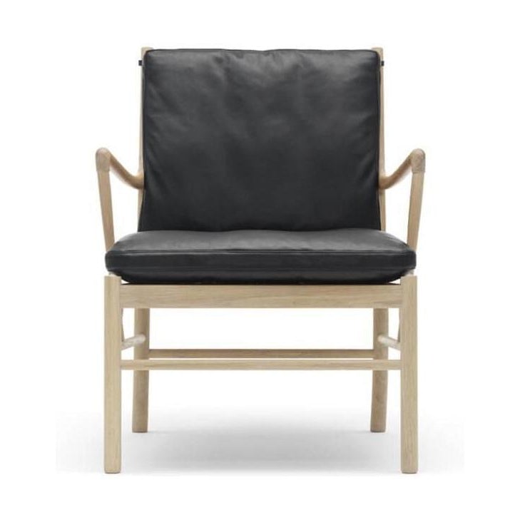 Carl Hansen OW149 nýlendustól Sáið eik/svart leður