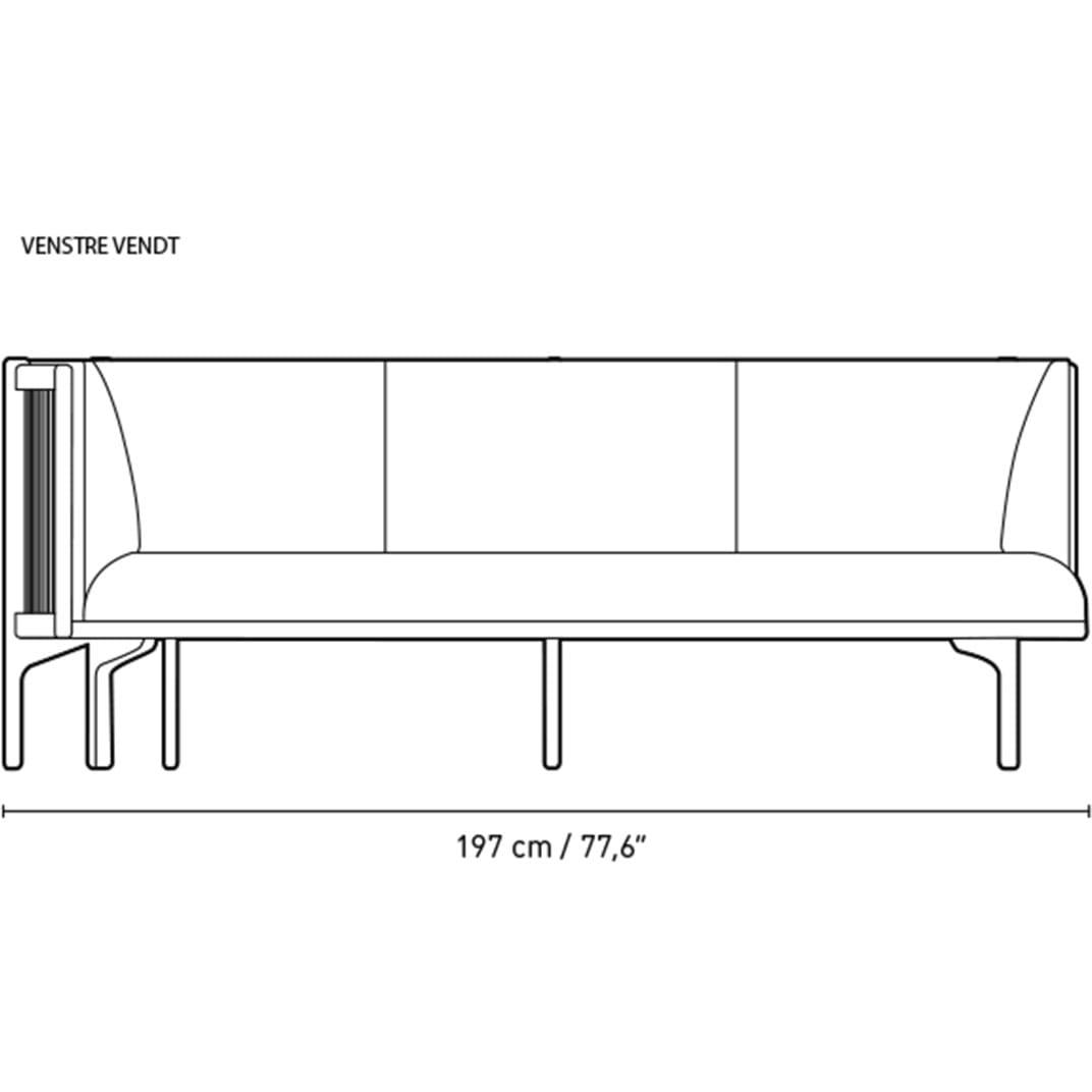 Carl Hansen RF1903 L -sivusto sohva 3 seeater vasen tammi tammiöljy/fiordin kangas, vaaleanpunainen/luonnollinen ruskea