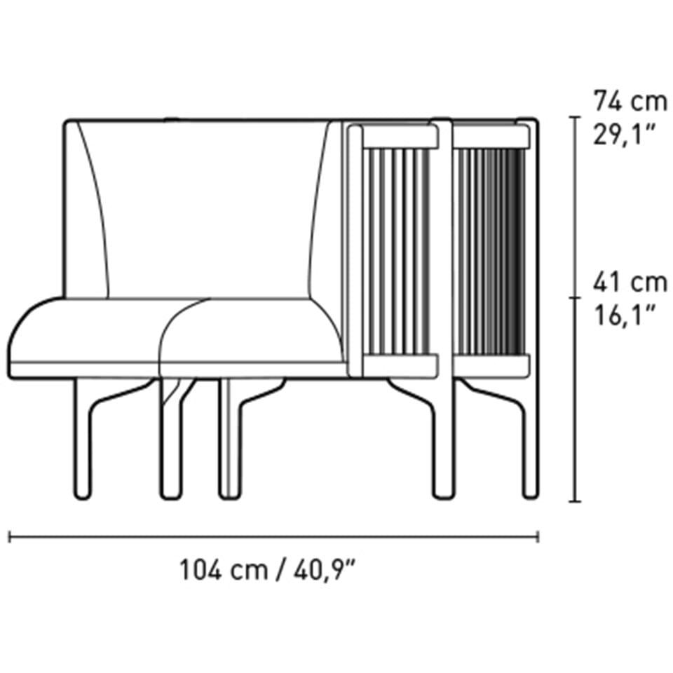 Carl Hansen Rf1903 L Sidevays Sofa 3 Sitzer Links Eiche Eiche Öl/Ford Stoff, Rosa/Naturbraun