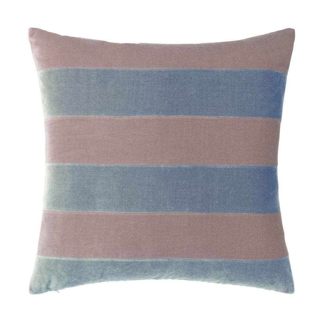Almohada de terciopelo de rayas de Christina Lundsteen, rosa vieja/polvo azul