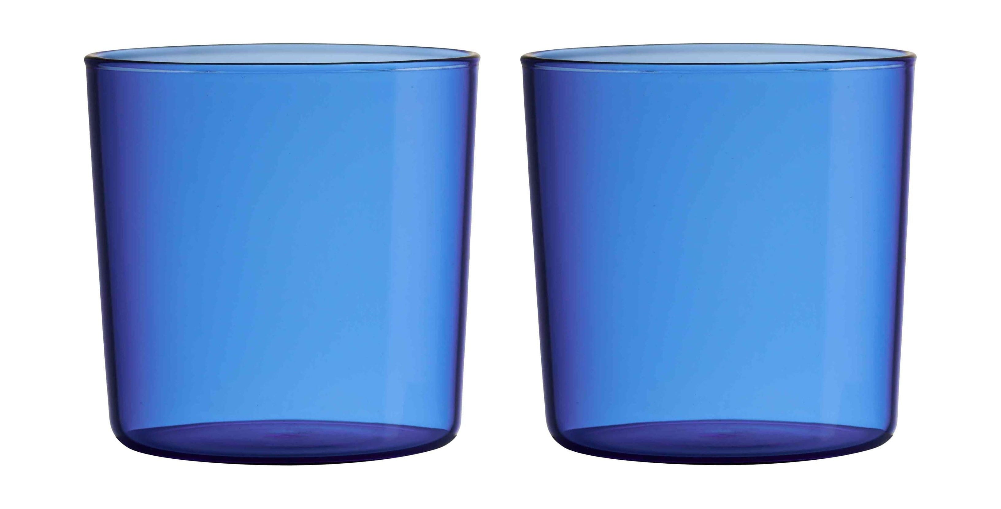 Designbrev barn farget øko drikkende glass sett med 2, blå