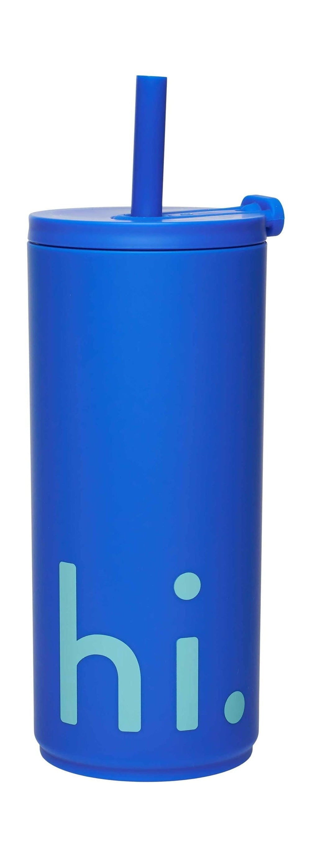 Cartas de diseño Botella de paja de viaje 500 ml, azul cobalto