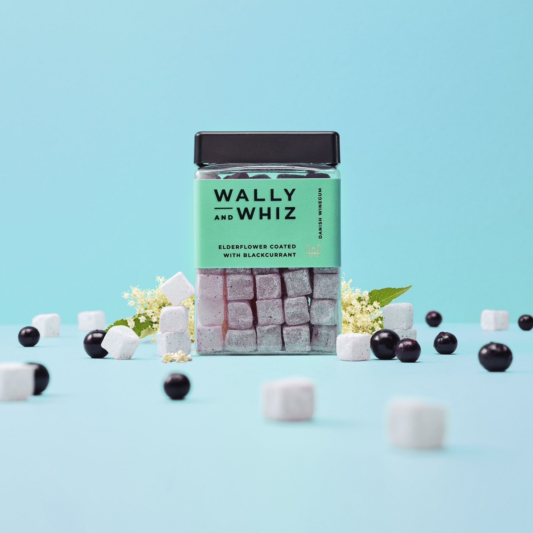 Wally og Whiz Summer Wine Gum Cube, Elderflower med solbær, 240 g