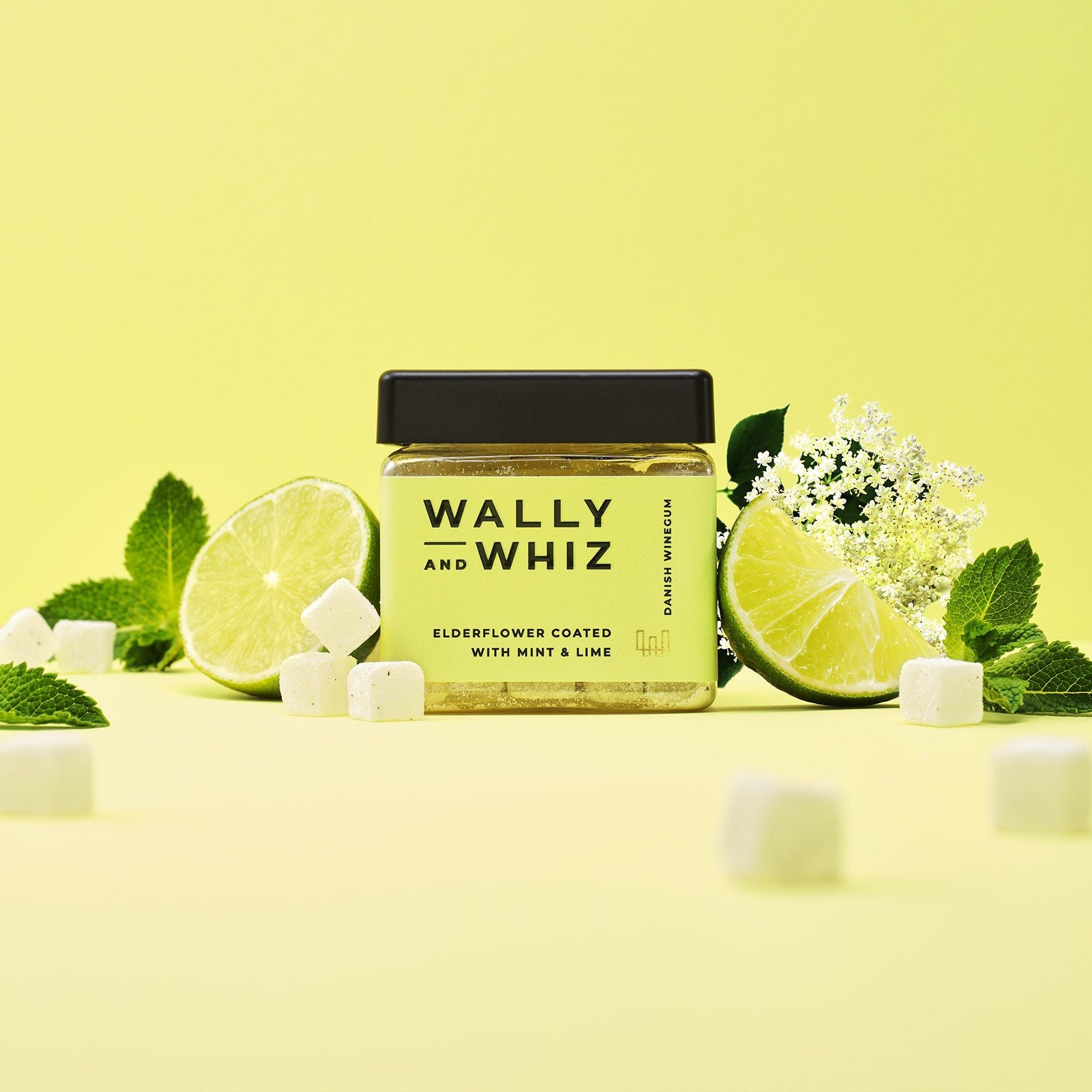 Wally And Whiz Sommer Weinkaugummiwürfel, Elderblume mit Minze und Limette, 140 g