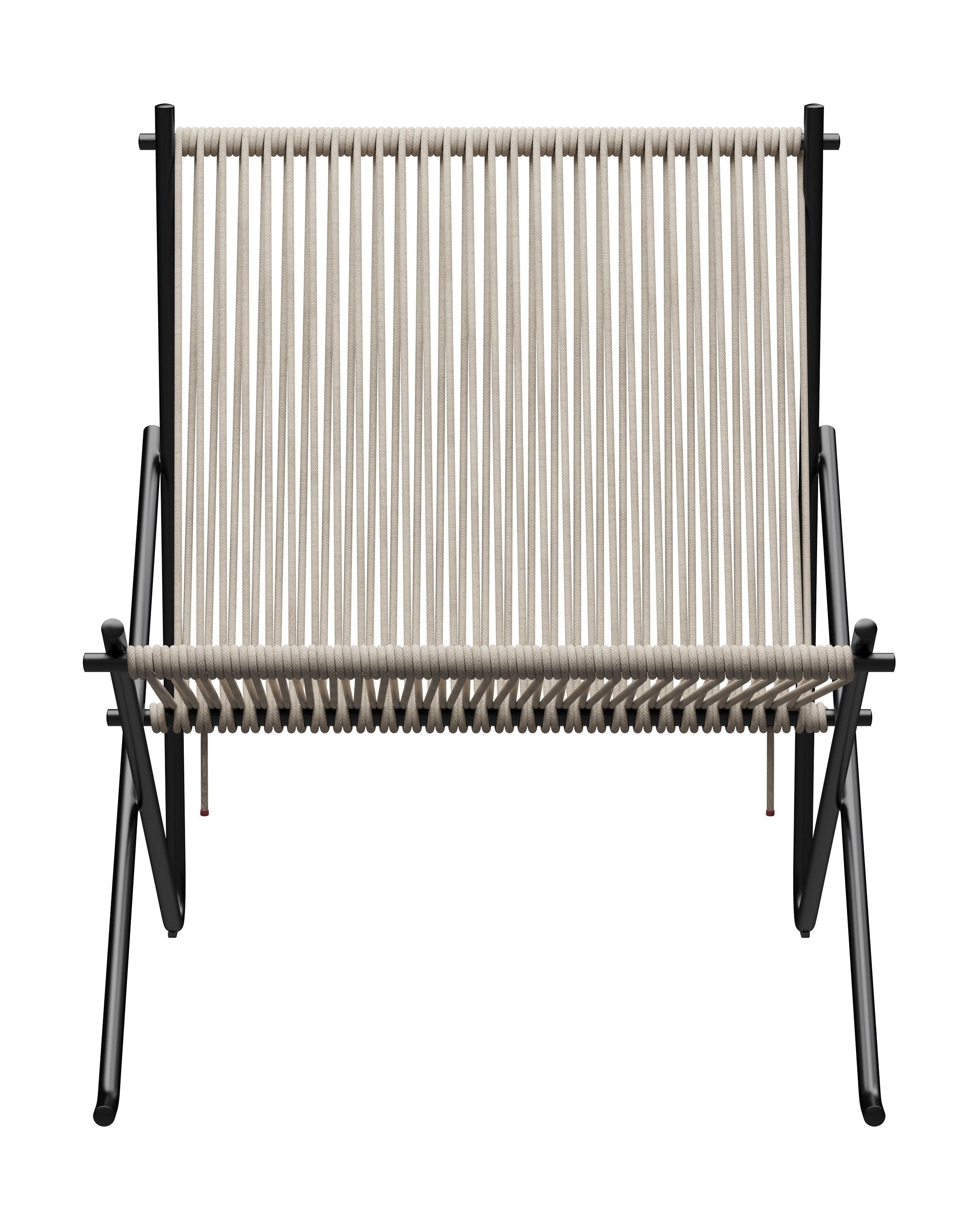 Fritz Hansen PK4 Longe stoel Vlag Hayard, Natural/Black Steel