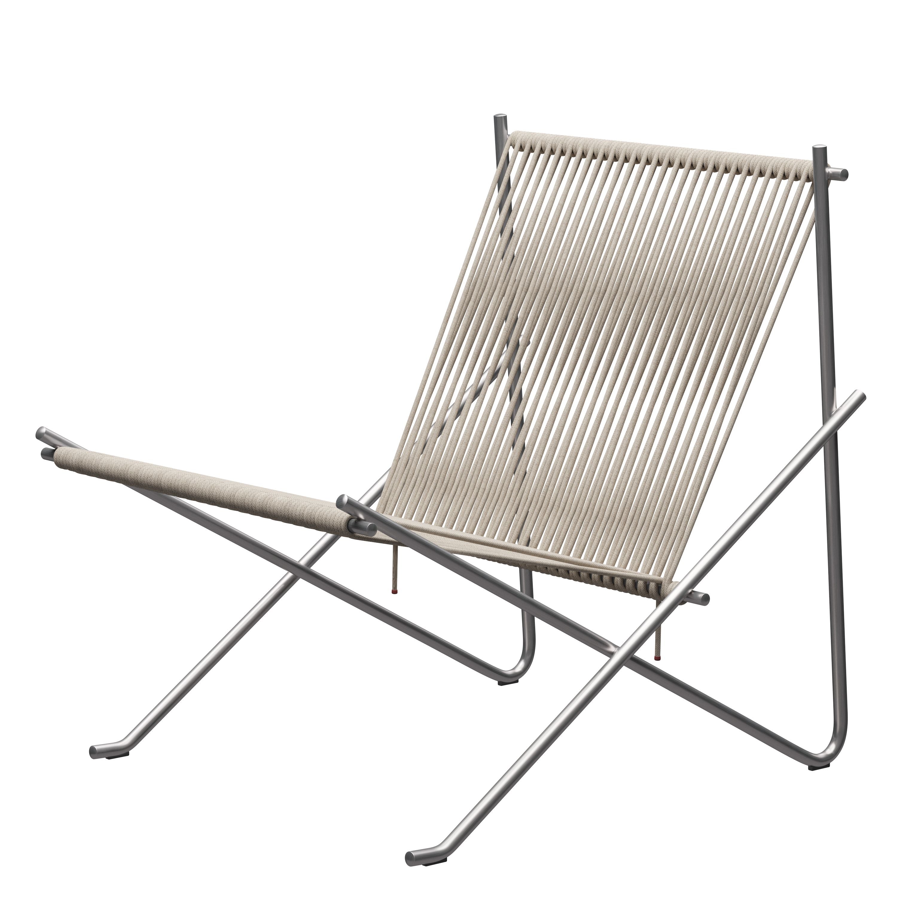 FRITZ HANSEN PK4 Longe Sedia bandiera Hayard, naturale/acciaio