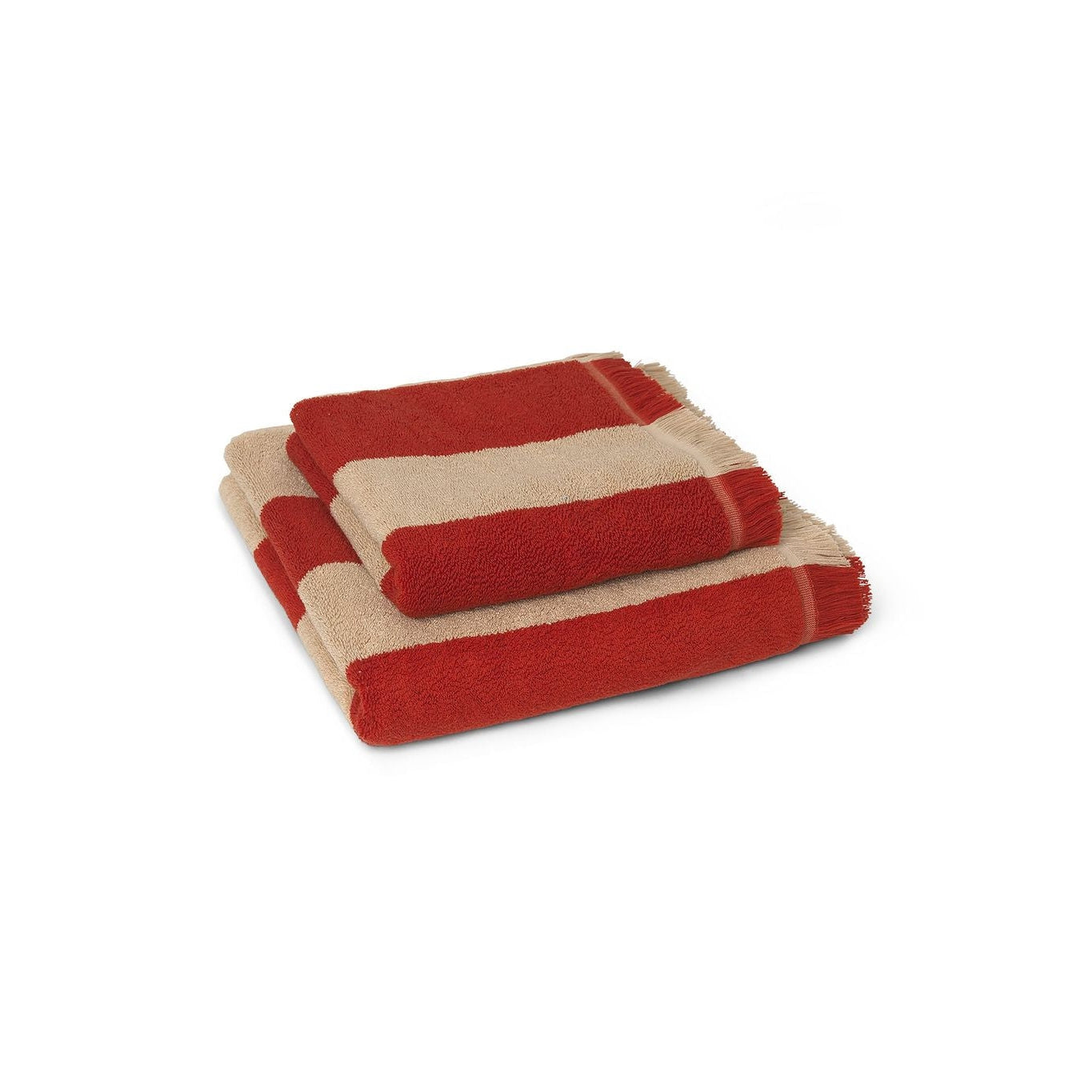 Ferm Living Serviette de bain Alee 70x140 cm, chameau léger / rouge