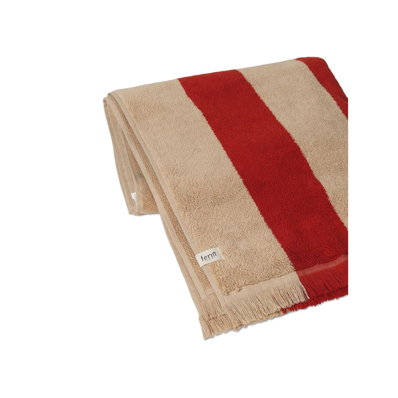 Ferm Living Serviette de bain Alee 70x140 cm, chameau léger / rouge