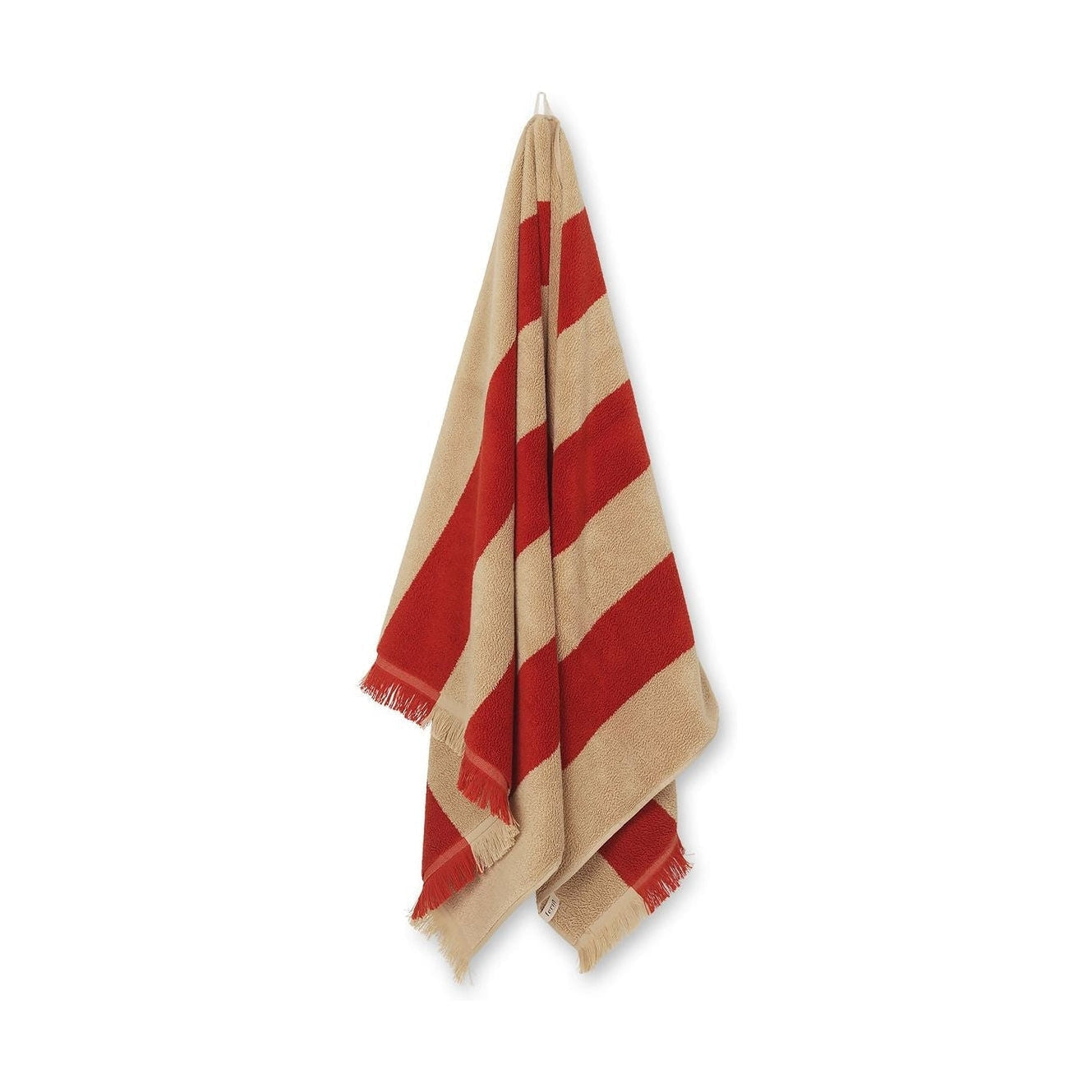 Ferm Living Serviette de bain Alee 70x140 cm, chameau léger / rouge