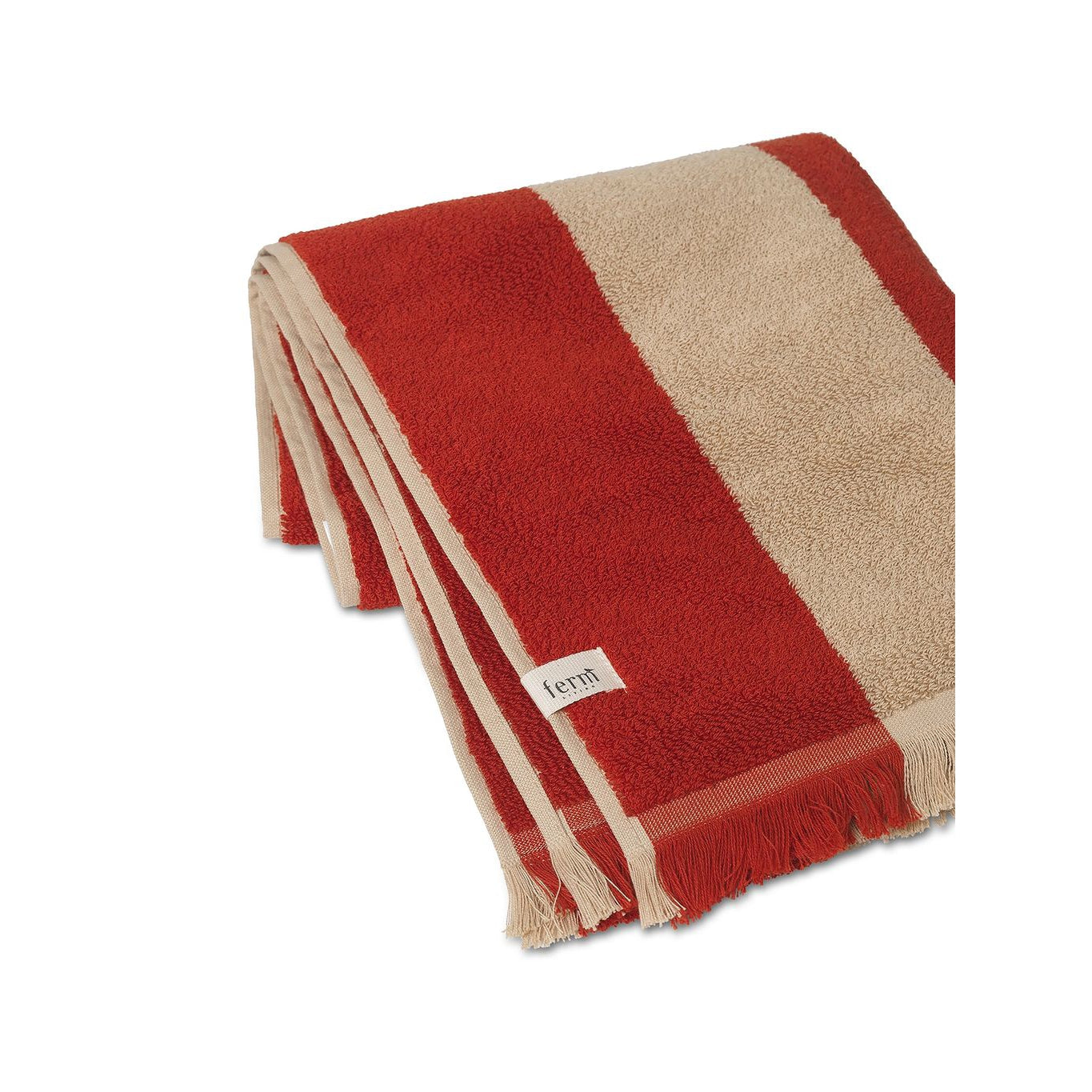 Asciugamano Ferm Living Alee 50x100 cm, cammello chiaro/rosso