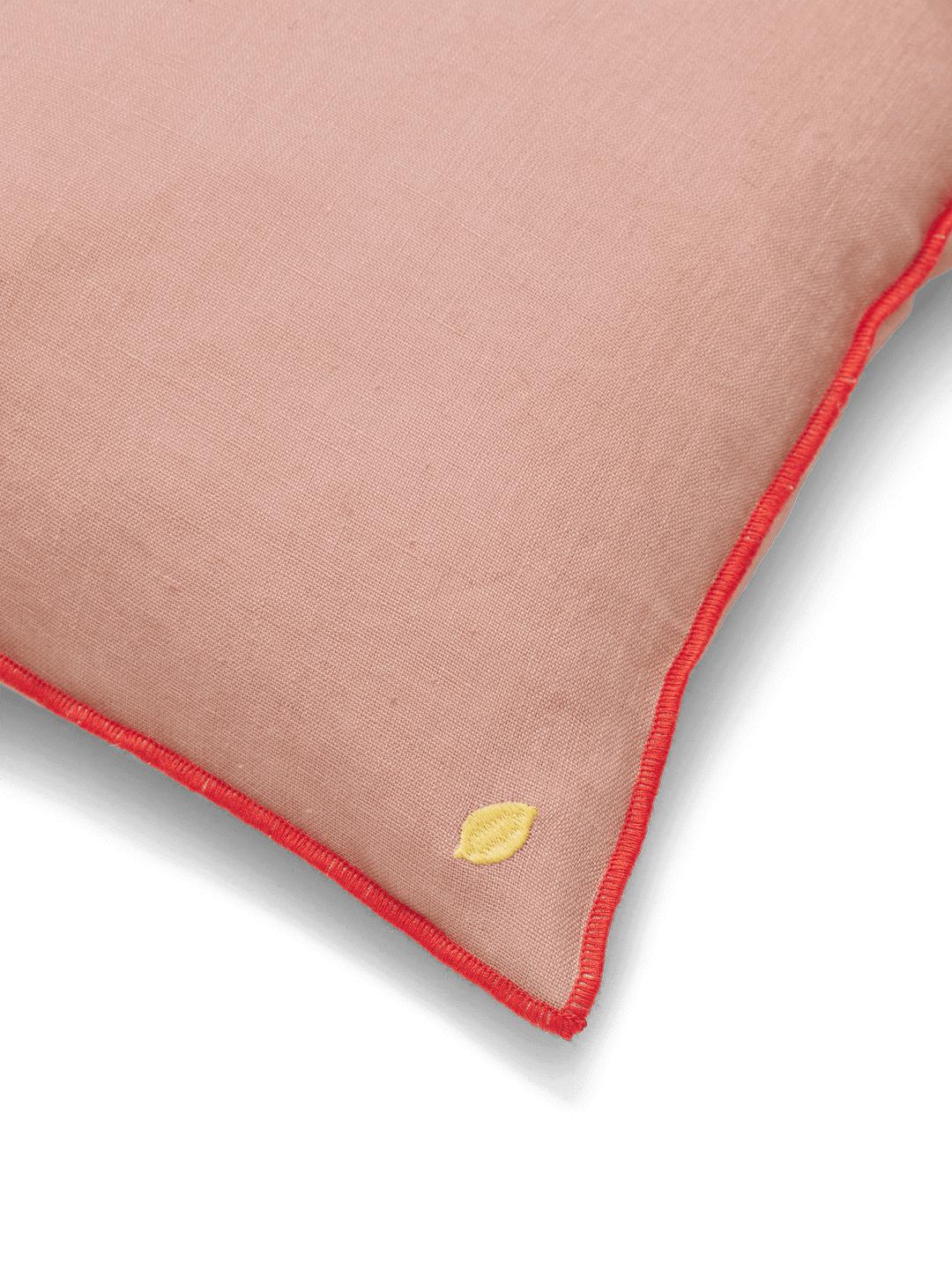 Cuscino di lino a contrasto vivente ferm, rosa polverosa