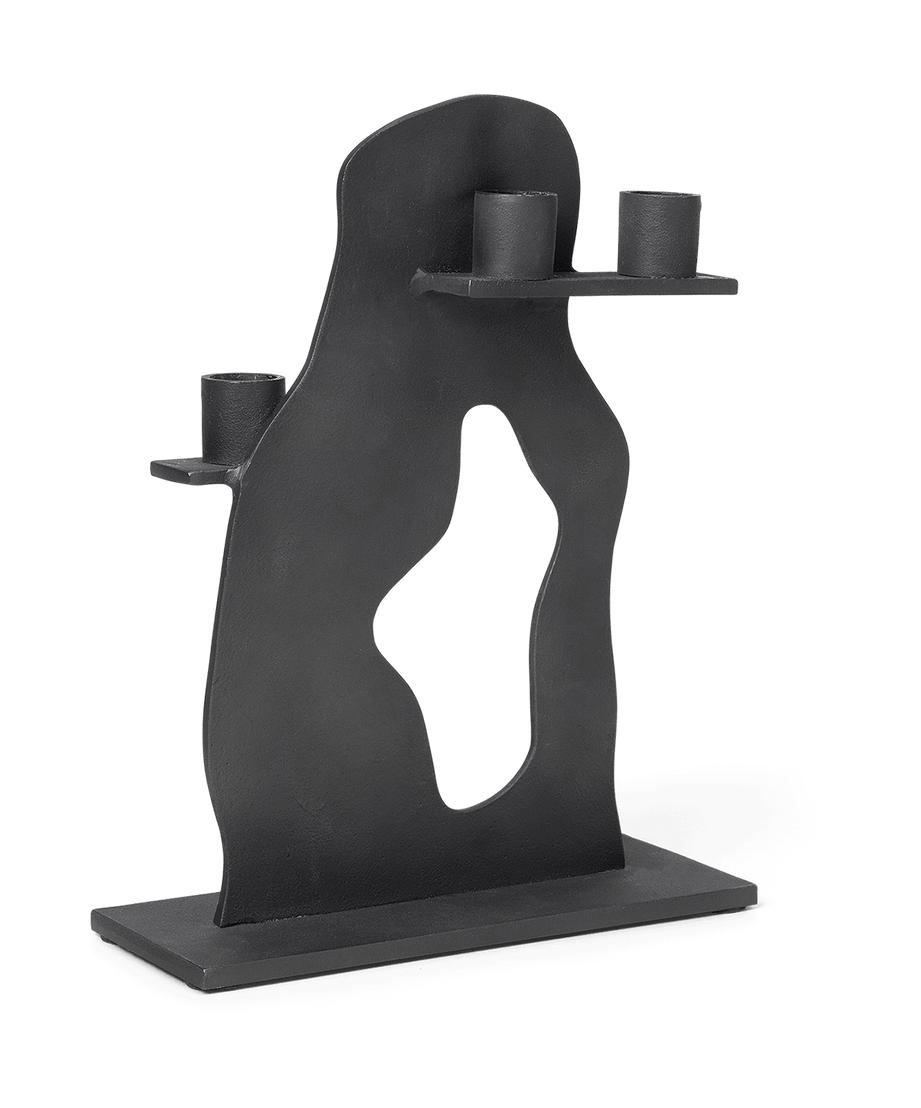 Ferm Living Erode Candle Holder, Black Ál