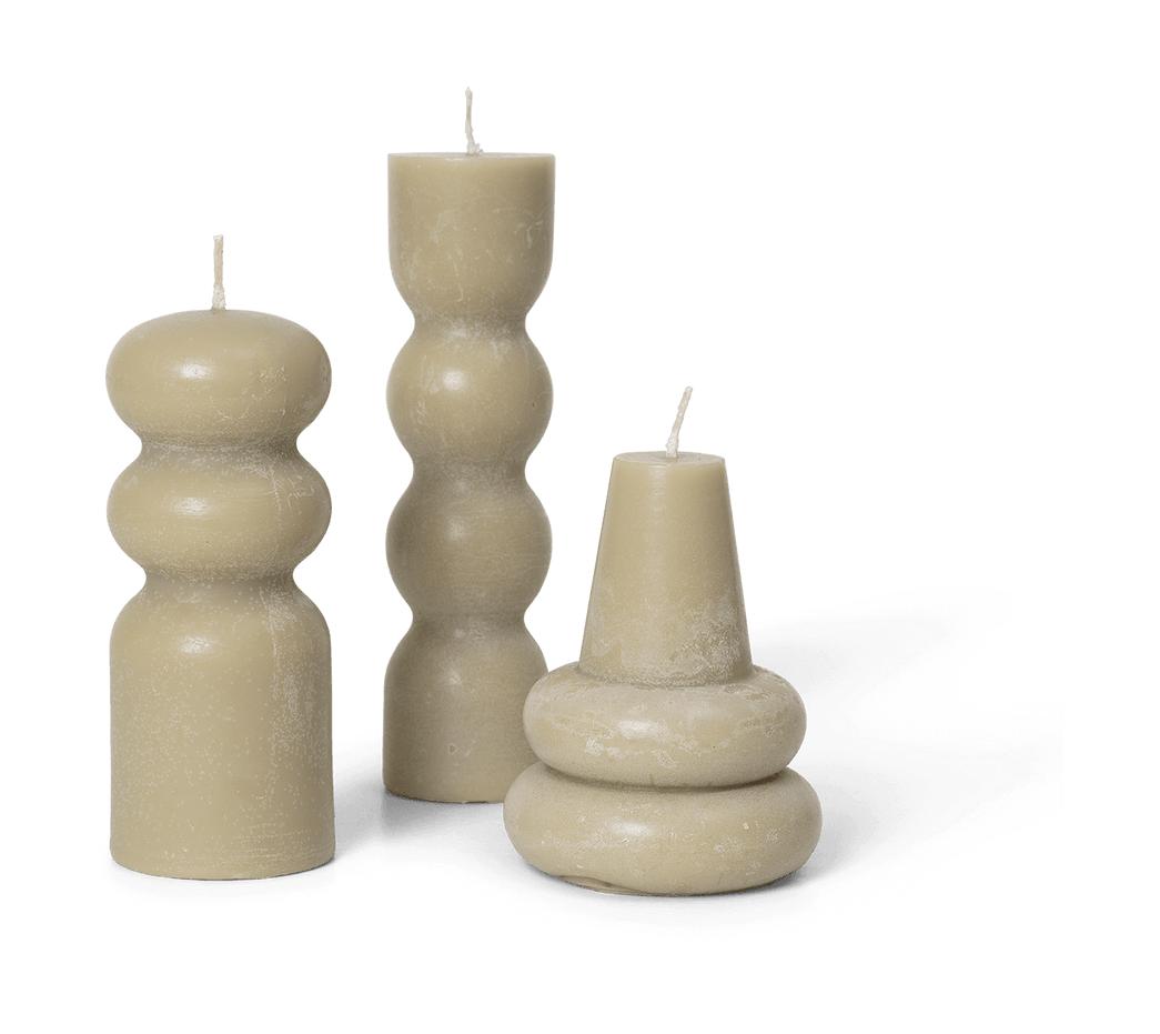 Ferm Living Torno Candles set di 3, sabbia