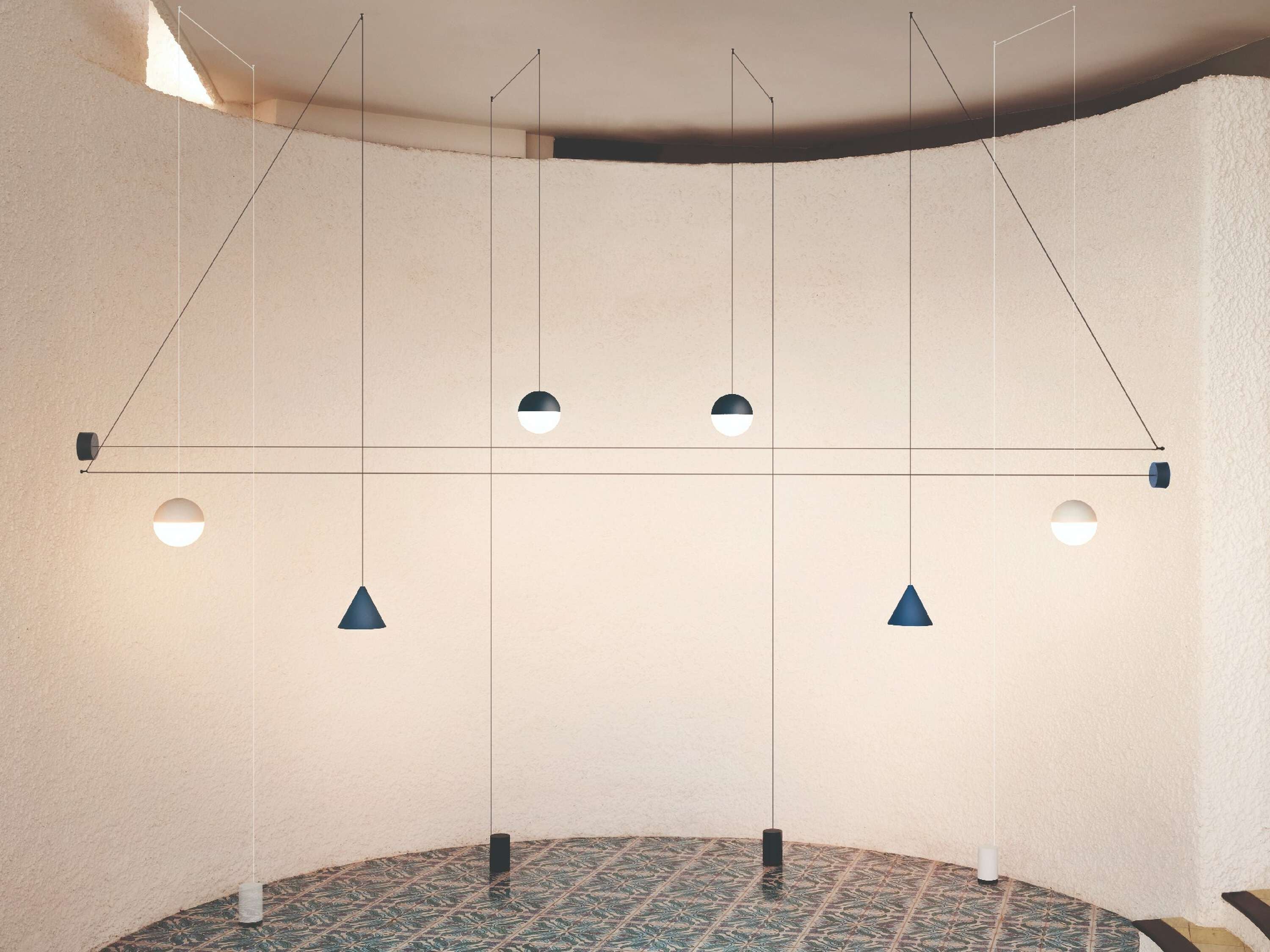 Flos String Light Ball Sfall Lampada a sospensione 22 m, bianco