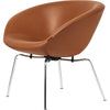 Fritz Hansen Aj Pot Lounge Chair Verchromtes Gestell Leder, Walnuss Grace Leder