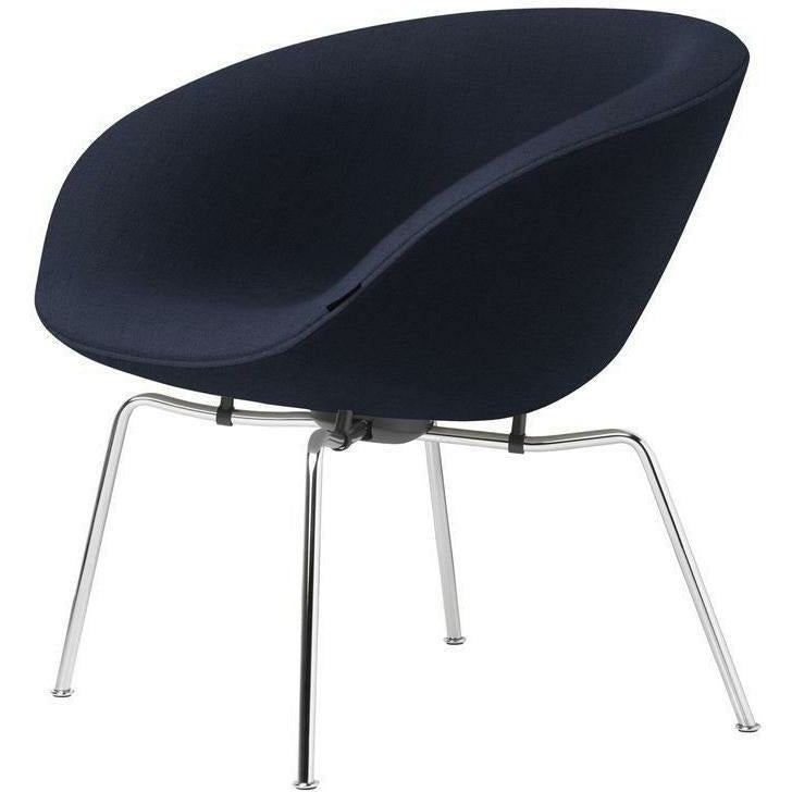 Fritz Hansen AJ Pot Lounge Sedia in tessuto a cornice cromata, Christianshavn Blue scuro