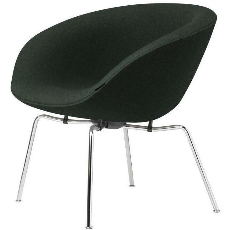 Fritz Hansen Aj Pot Lounge Sedia in tessuto a cornice cromata, Christianshavn Dark Green