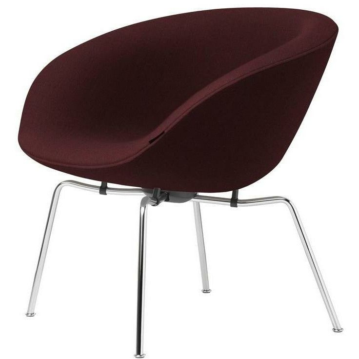 Fritz Hansen Aj Pot Lounge Chair Verchromtes Gestell Stoff, Christianshavn Rot