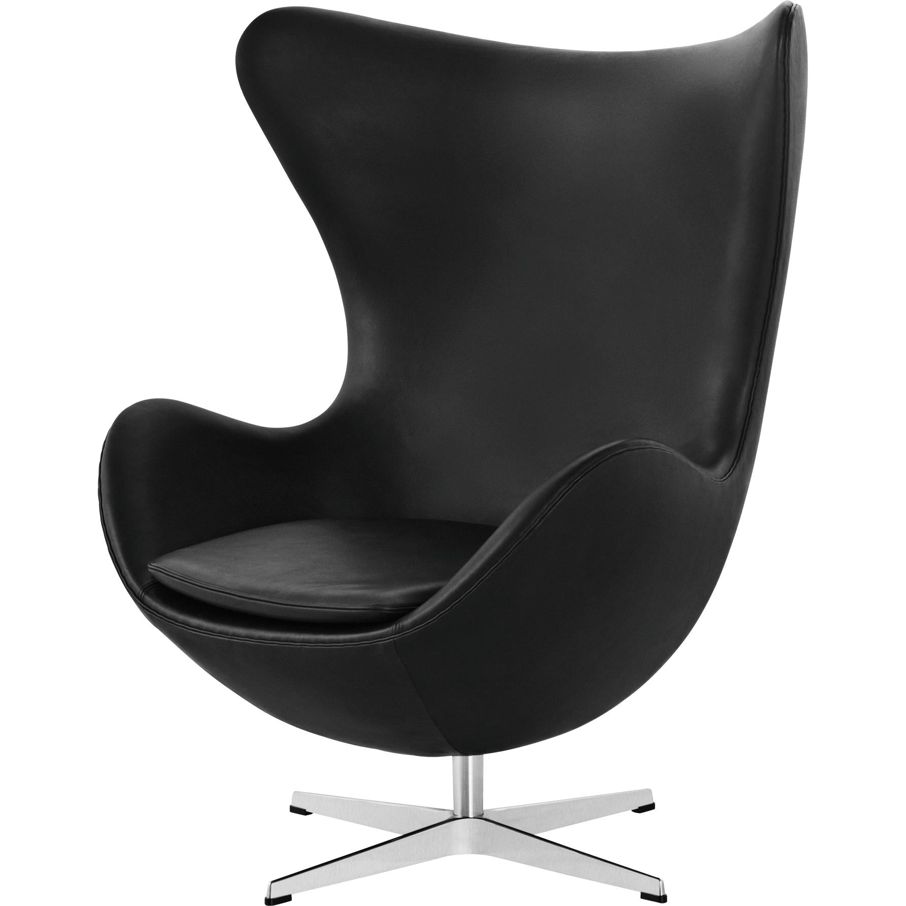 Fritz Hansen Egg Lounge -tuolin nahka, eleganssi musta