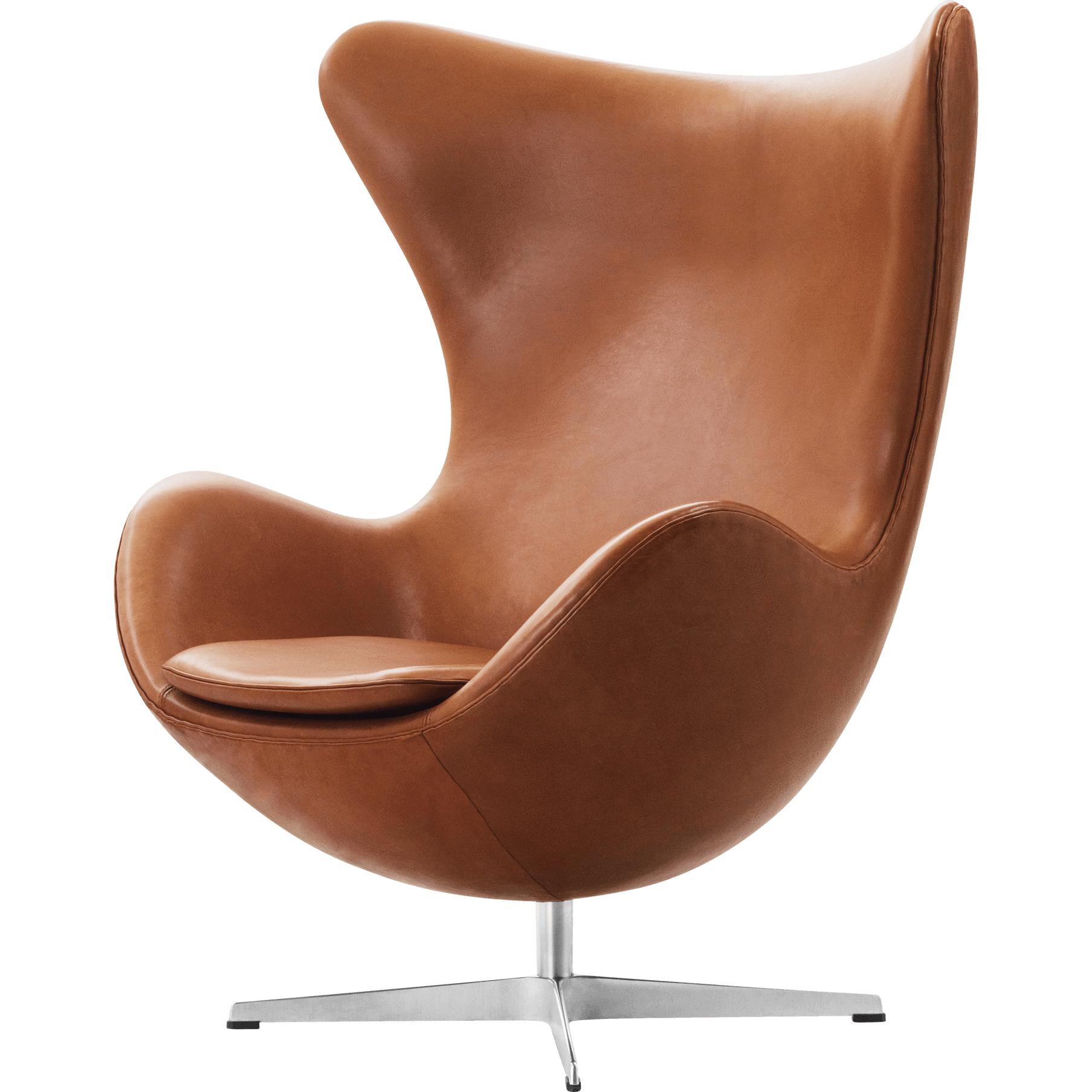 Fritz Hansen De eierlounge stoel leer, elegantie walnoot