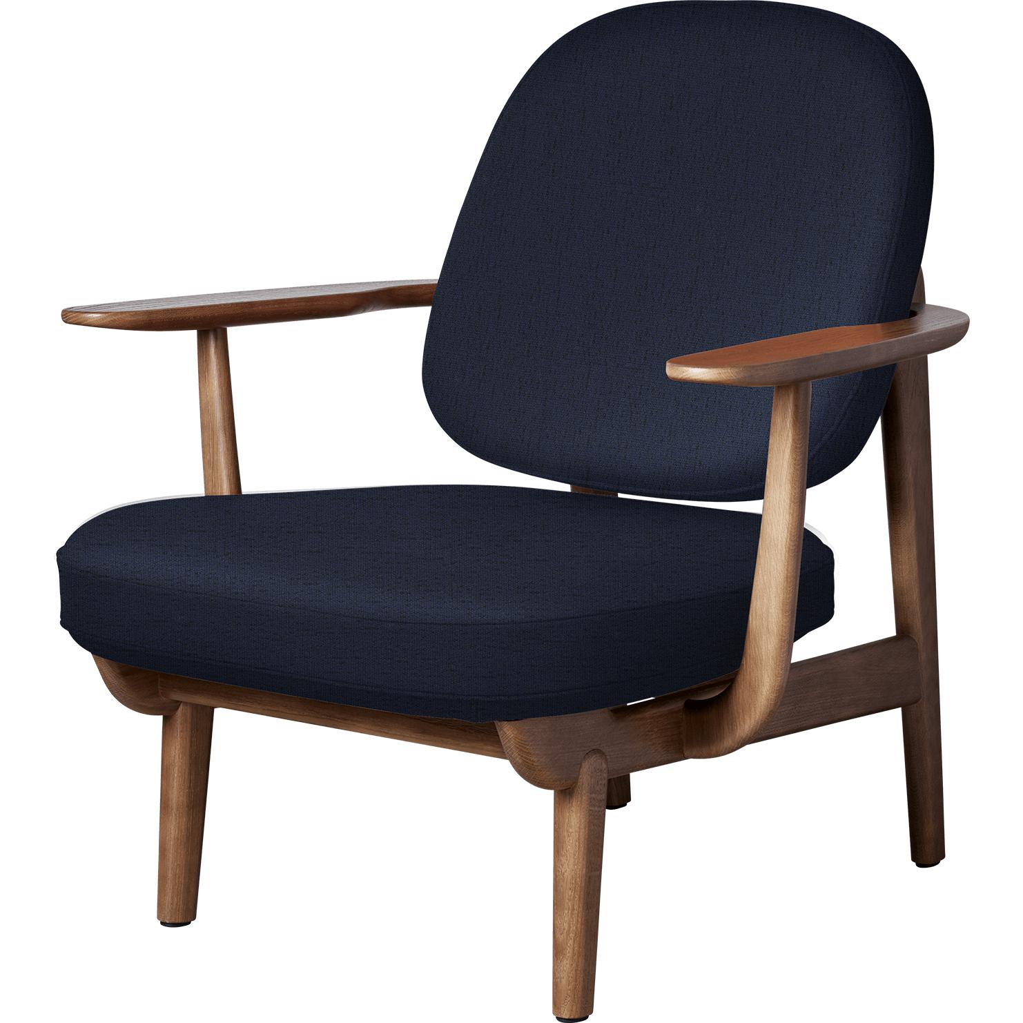 Fritz Hansen JH97 Fred Lounge stoel Dark bevlekte eik, donkerblauw