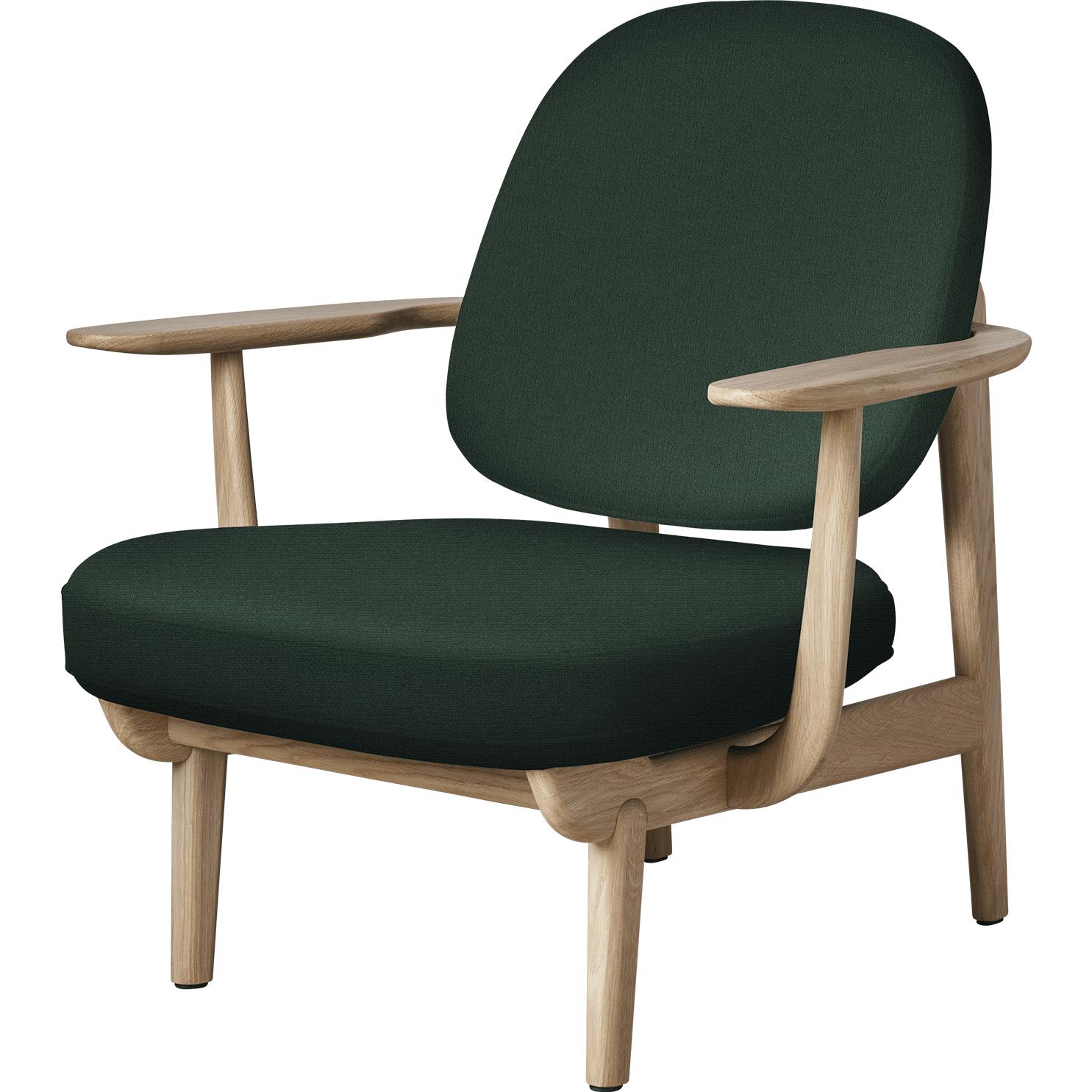 Fritz Hansen JH97 Fred Lounge Chair Lacked Eiche, grün