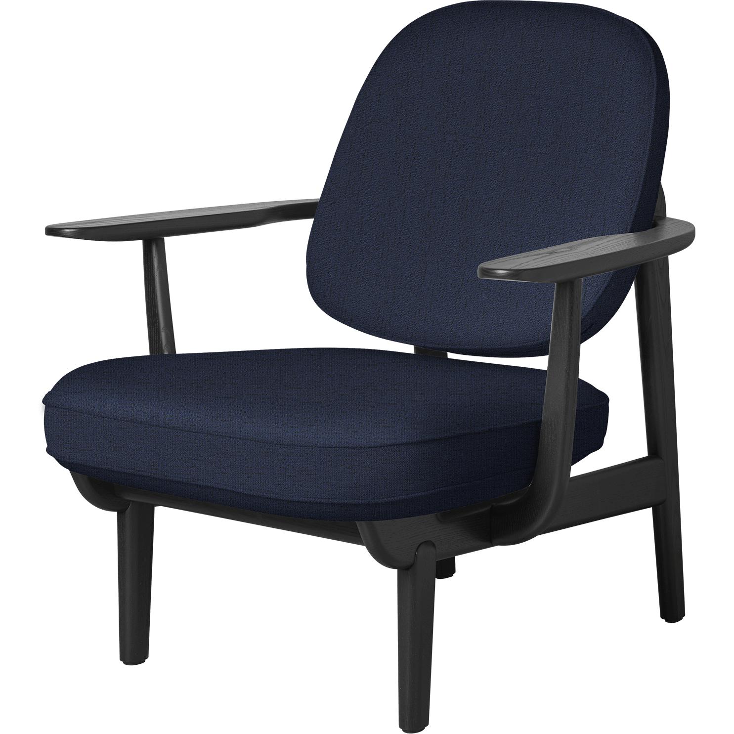 Fritz Hansen JH97 Fred Lounge -stoel Zwart geverfd Ash, donkerblauw