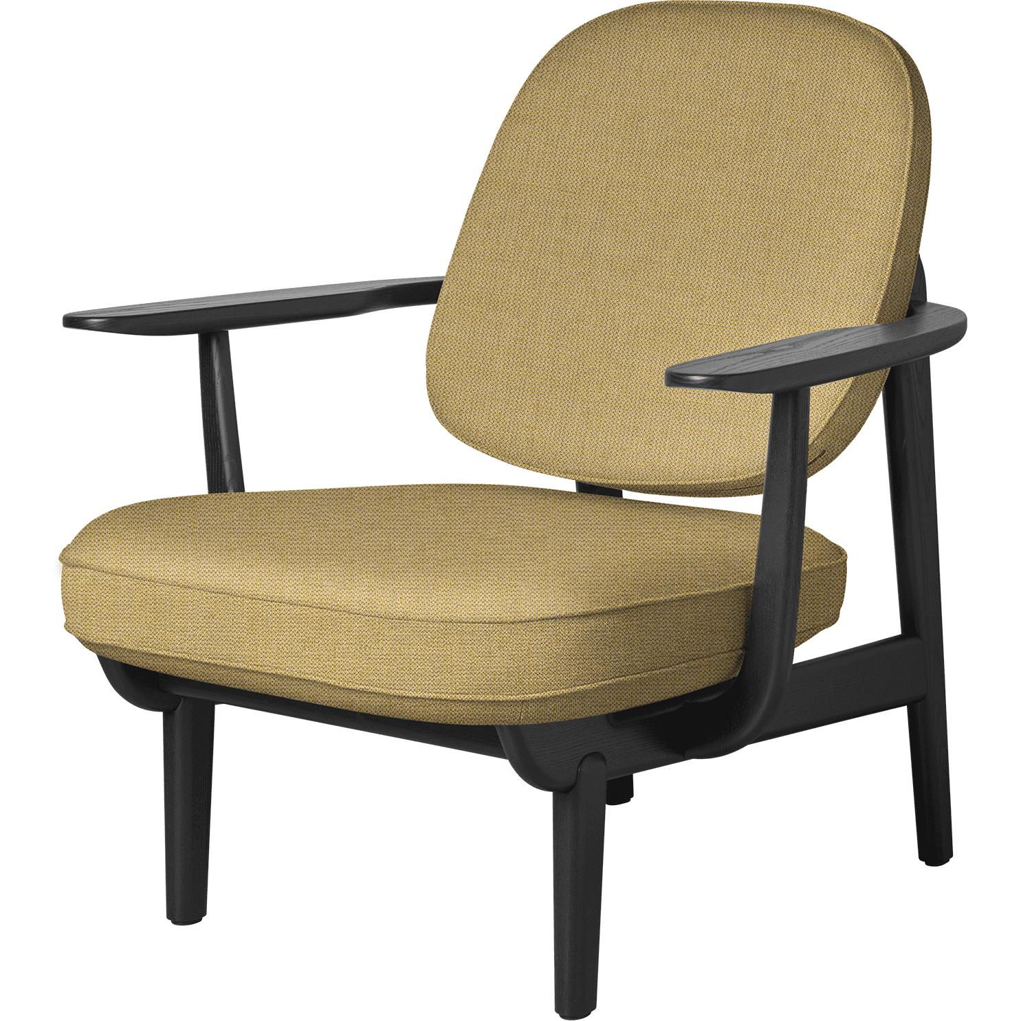 Fritz Hansen JH97 Fred Lounge Stuhl Schwarzfarbe Asche, Gelb