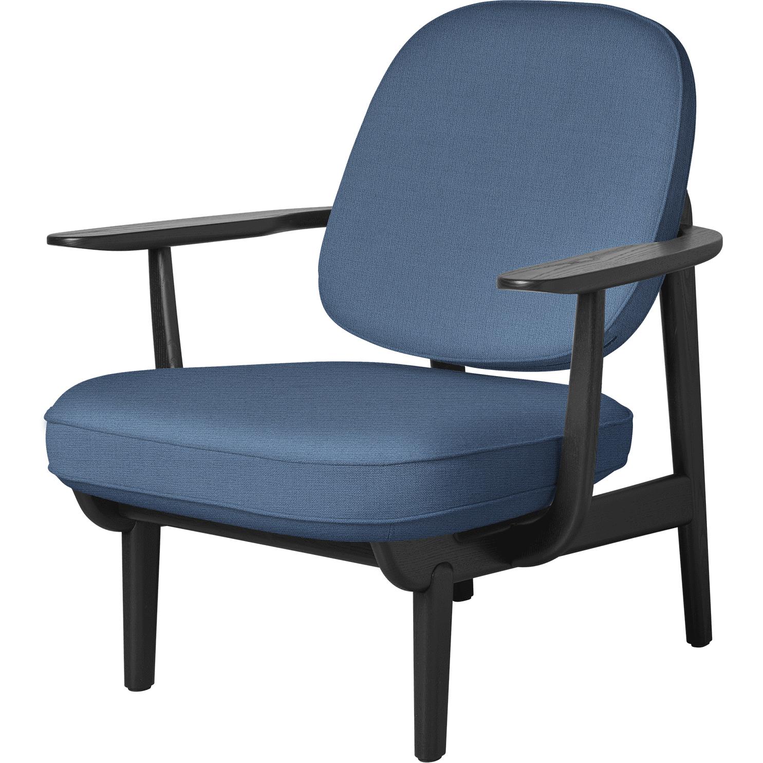 Fritz Hansen JH97 Fred Lounge Stuhl Schwarzfarbe Asche, hellblau